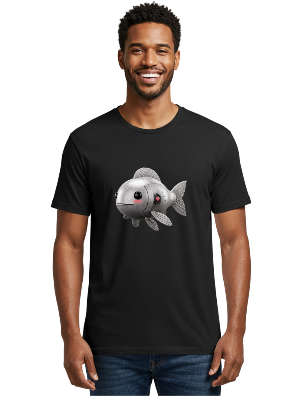 Robo-Fish-1 Men'S Graphic Tee, 100% Cotton, Comfortable Casual Summer Wear, Machine Washable, Vintage Camera, Old Camera, Antique Camera, Black Camera, Classic Photography, Photography Equipment, Nostalgic Device, Film Camera, Camera Art Bal233
