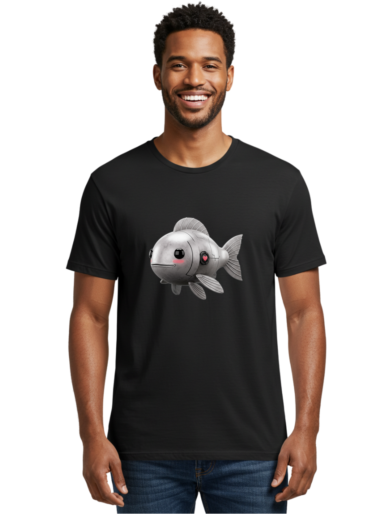 Robo-Fish-1 Men'S Graphic Tee, 100% Cotton, Comfortable Casual Summer Wear, Machine Washable, Vintage Camera, Old Camera, Antique Camera, Black Camera, Classic Photography, Photography Equipment, Nostalgic Device, Film Camera, Camera Art Bal233