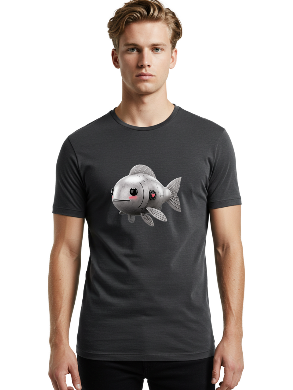 Robo-Fish-1 Men'S Graphic Tee, 100% Cotton, Comfortable Casual Summer Wear, Machine Washable, Vintage Camera, Old Camera, Antique Camera, Black Camera, Classic Photography, Photography Equipment, Nostalgic Device, Film Camera, Camera Art Bal233