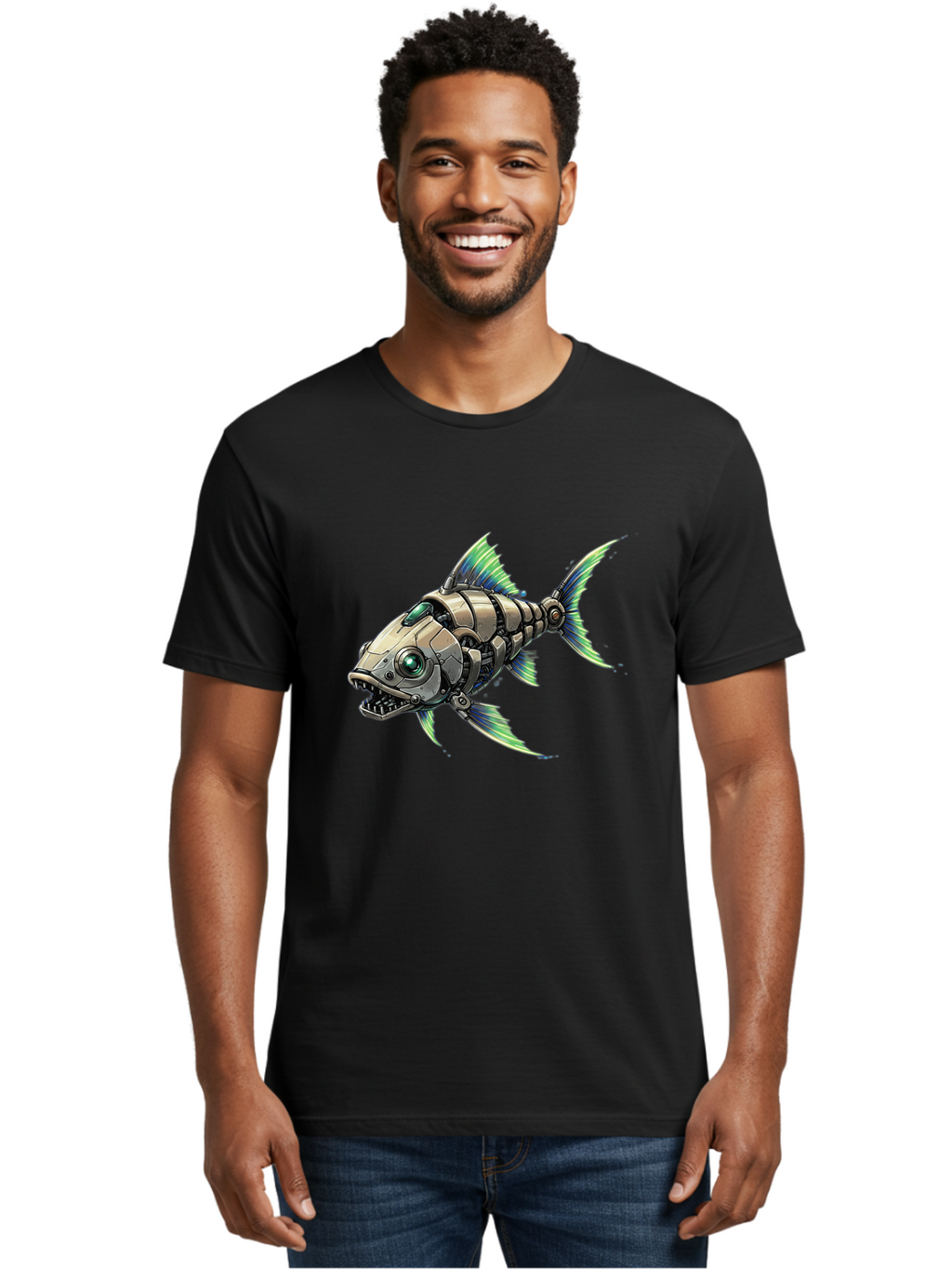 Robo-Fish-3 Men'S Graphic Tee, 100% Cotton, Comfortable Casual Summer Wear, Machine Washable, Vintage Camera, Old Camera, Antique Camera, Black Camera, Classic Photography, Photography Equipment, Nostalgic Device, Film Camera, Camera Art Bal235
