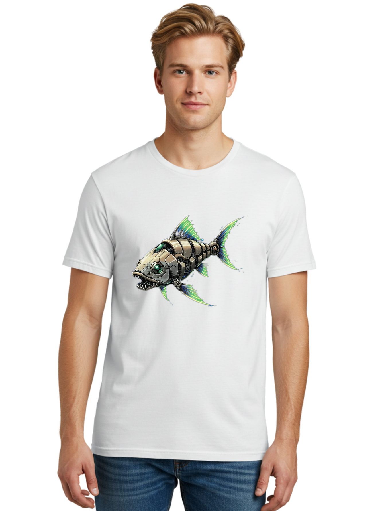 Robo-Fish-3 Men'S Graphic Tee, 100% Cotton, Comfortable Casual Summer Wear, Machine Washable, Vintage Camera, Old Camera, Antique Camera, Black Camera, Classic Photography, Photography Equipment, Nostalgic Device, Film Camera, Camera Art Bal235