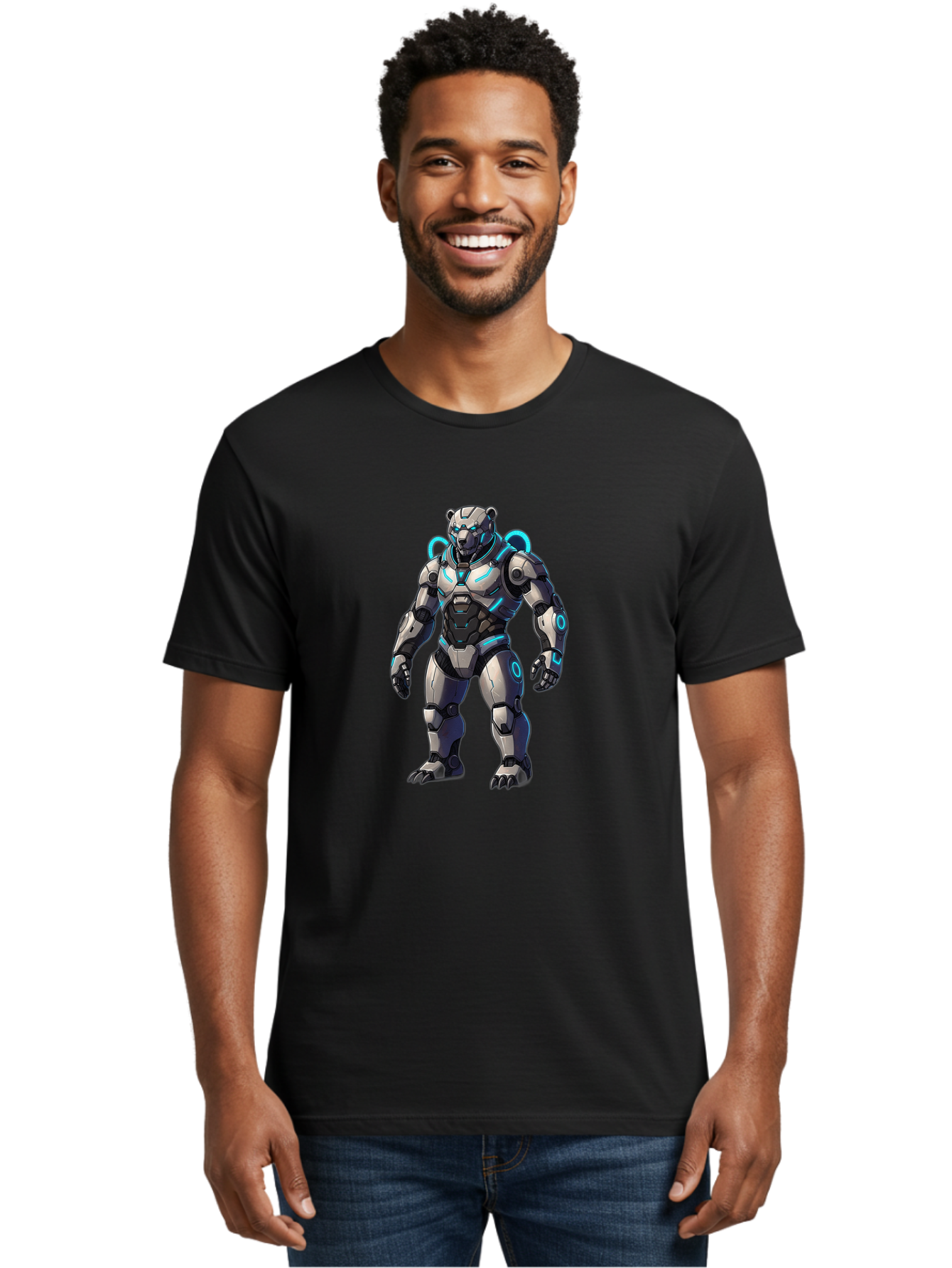 Robot-Bear-1 Men'S Graphic Tee, 100% Cotton, Comfortable Casual Summer Wear, Machine Washable, Vintage Camera, Old Camera, Antique Camera, Black Camera, Classic Photography, Photography Equipment, Nostalgic Device, Film Camera, Camera Art Bal241