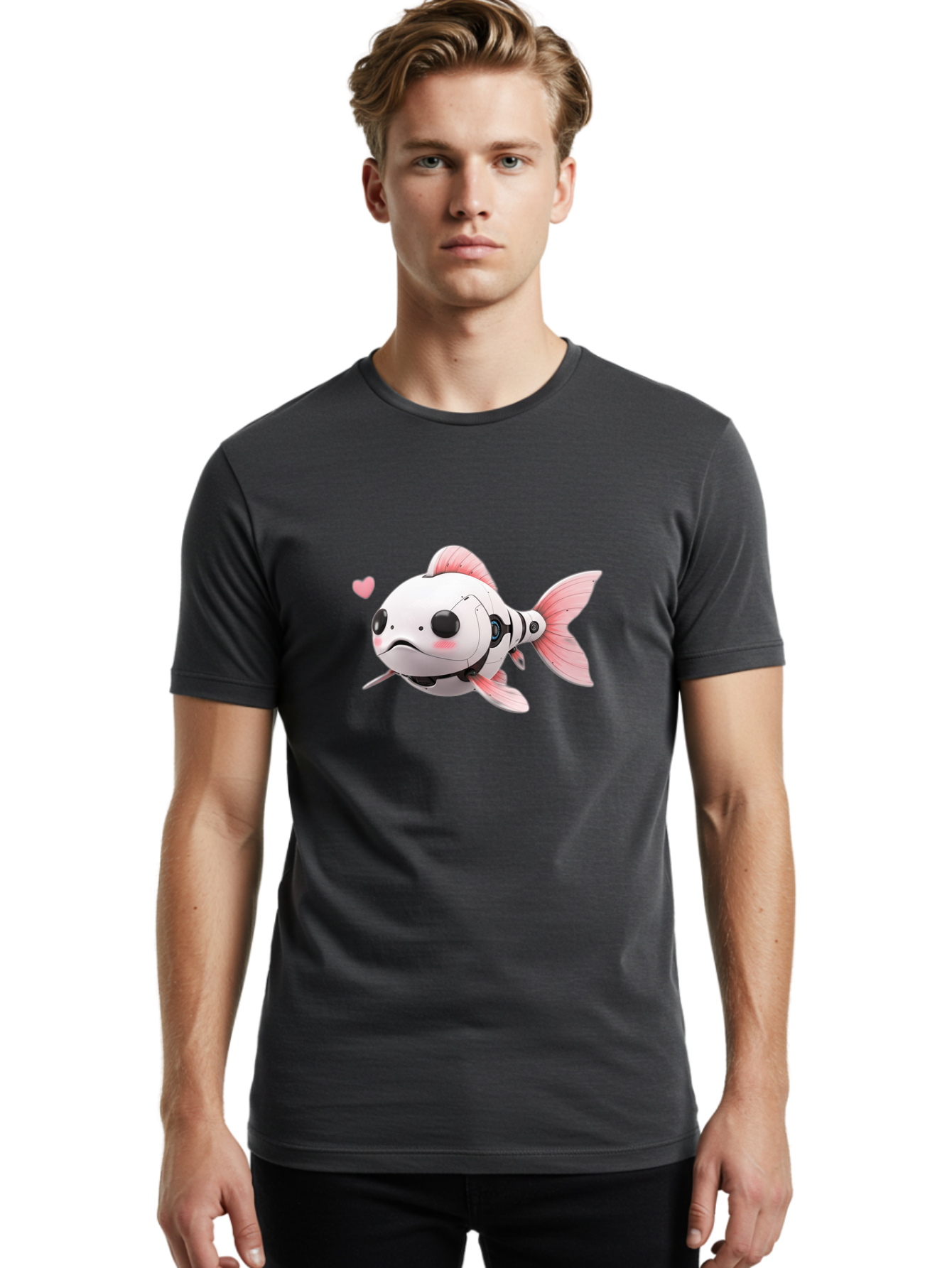 Robot-Fish-1 Men'S Graphic Tee, 100% Cotton, Comfortable Casual Summer Wear, Machine Washable, Vintage Camera, Old Camera, Antique Camera, Black Camera, Classic Photography, Photography Equipment, Nostalgic Device, Film Camera, Camera Art Bal244