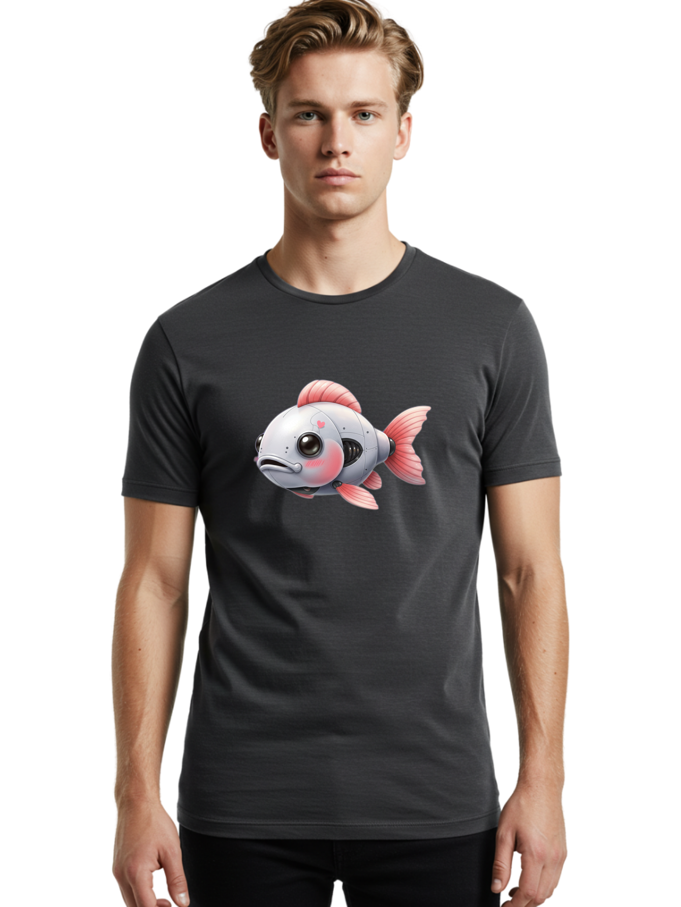 Robot-Fish-2 Men'S Graphic Tee, 100% Cotton, Comfortable Casual Summer Wear, Machine Washable, Vintage Camera, Old Camera, Antique Camera, Black Camera, Classic Photography, Photography Equipment, Nostalgic Device, Film Camera, Camera Art Bal245