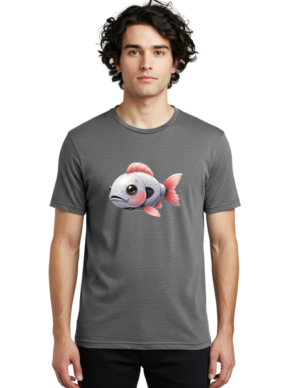 Robot-Fish-2 Men'S Graphic Tee, 100% Cotton, Comfortable Casual Summer Wear, Machine Washable, Vintage Camera, Old Camera, Antique Camera, Black Camera, Classic Photography, Photography Equipment, Nostalgic Device, Film Camera, Camera Art Bal245