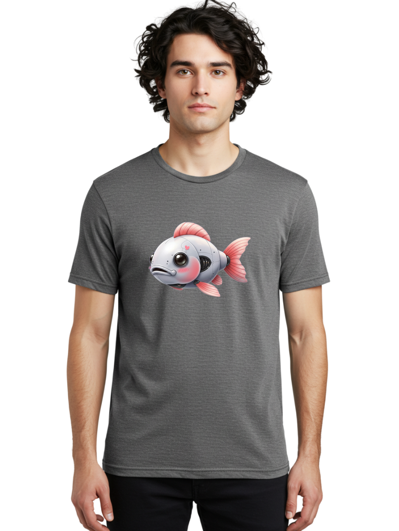 Robot-Fish-2 Men'S Graphic Tee, 100% Cotton, Comfortable Casual Summer Wear, Machine Washable, Vintage Camera, Old Camera, Antique Camera, Black Camera, Classic Photography, Photography Equipment, Nostalgic Device, Film Camera, Camera Art Bal245