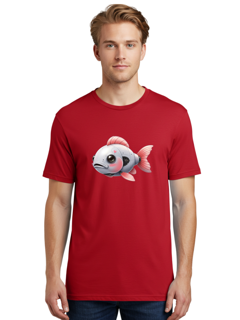 Robot-Fish-2 Men'S Graphic Tee, 100% Cotton, Comfortable Casual Summer Wear, Machine Washable, Vintage Camera, Old Camera, Antique Camera, Black Camera, Classic Photography, Photography Equipment, Nostalgic Device, Film Camera, Camera Art Bal245