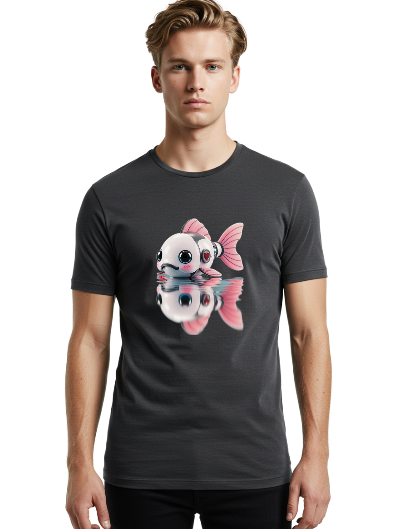 Robot-Fish-3 Men'S Graphic Tee, 100% Cotton, Comfortable Casual Summer Wear, Machine Washable, Vintage Camera, Old Camera, Antique Camera, Black Camera, Classic Photography, Photography Equipment, Nostalgic Device, Film Camera, Camera Art Bal246