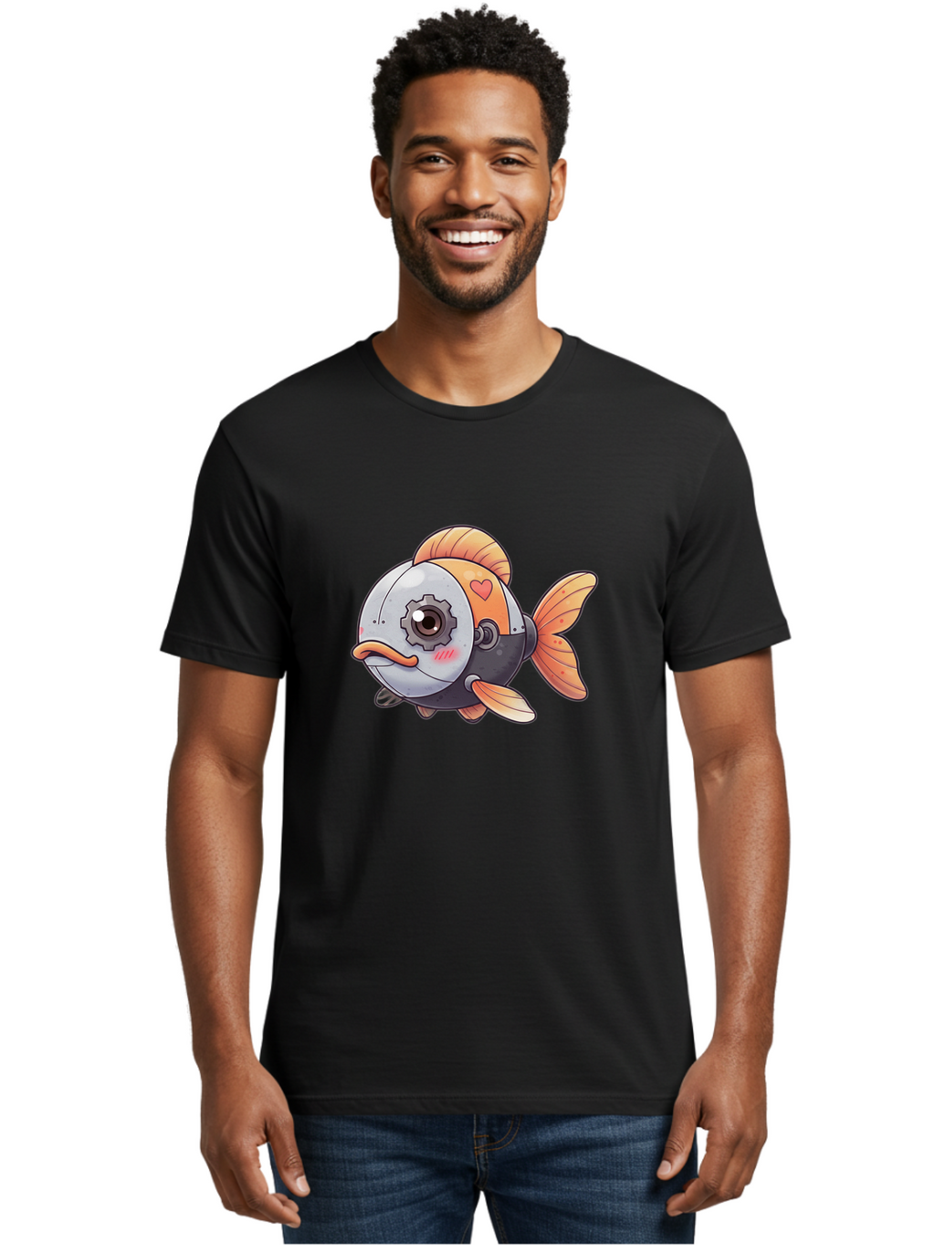 Robot-Fish-4 Men'S Graphic Tee, 100% Cotton, Comfortable Casual Summer Wear, Machine Washable, Vintage Camera, Old Camera, Antique Camera, Black Camera, Classic Photography, Photography Equipment, Nostalgic Device, Film Camera, Camera Art Bal247