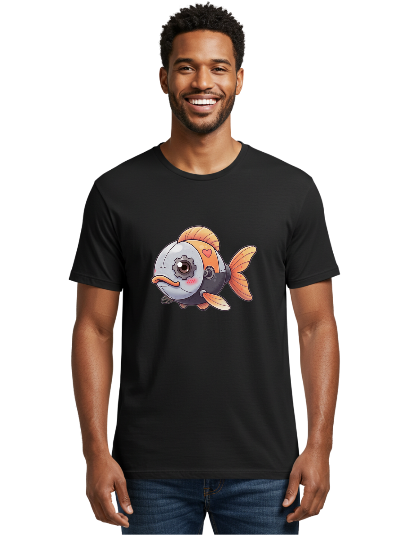 Robot-Fish-4 Men'S Graphic Tee, 100% Cotton, Comfortable Casual Summer Wear, Machine Washable, Vintage Camera, Old Camera, Antique Camera, Black Camera, Classic Photography, Photography Equipment, Nostalgic Device, Film Camera, Camera Art Bal247