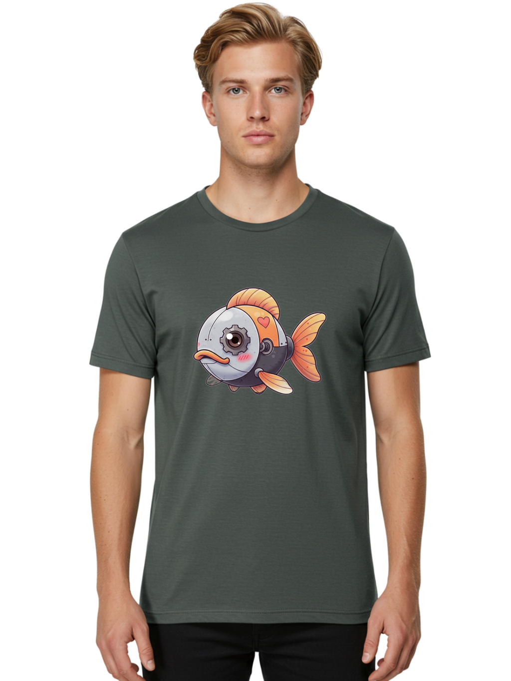 Robot-Fish-4 Men'S Graphic Tee, 100% Cotton, Comfortable Casual Summer Wear, Machine Washable, Vintage Camera, Old Camera, Antique Camera, Black Camera, Classic Photography, Photography Equipment, Nostalgic Device, Film Camera, Camera Art Bal247