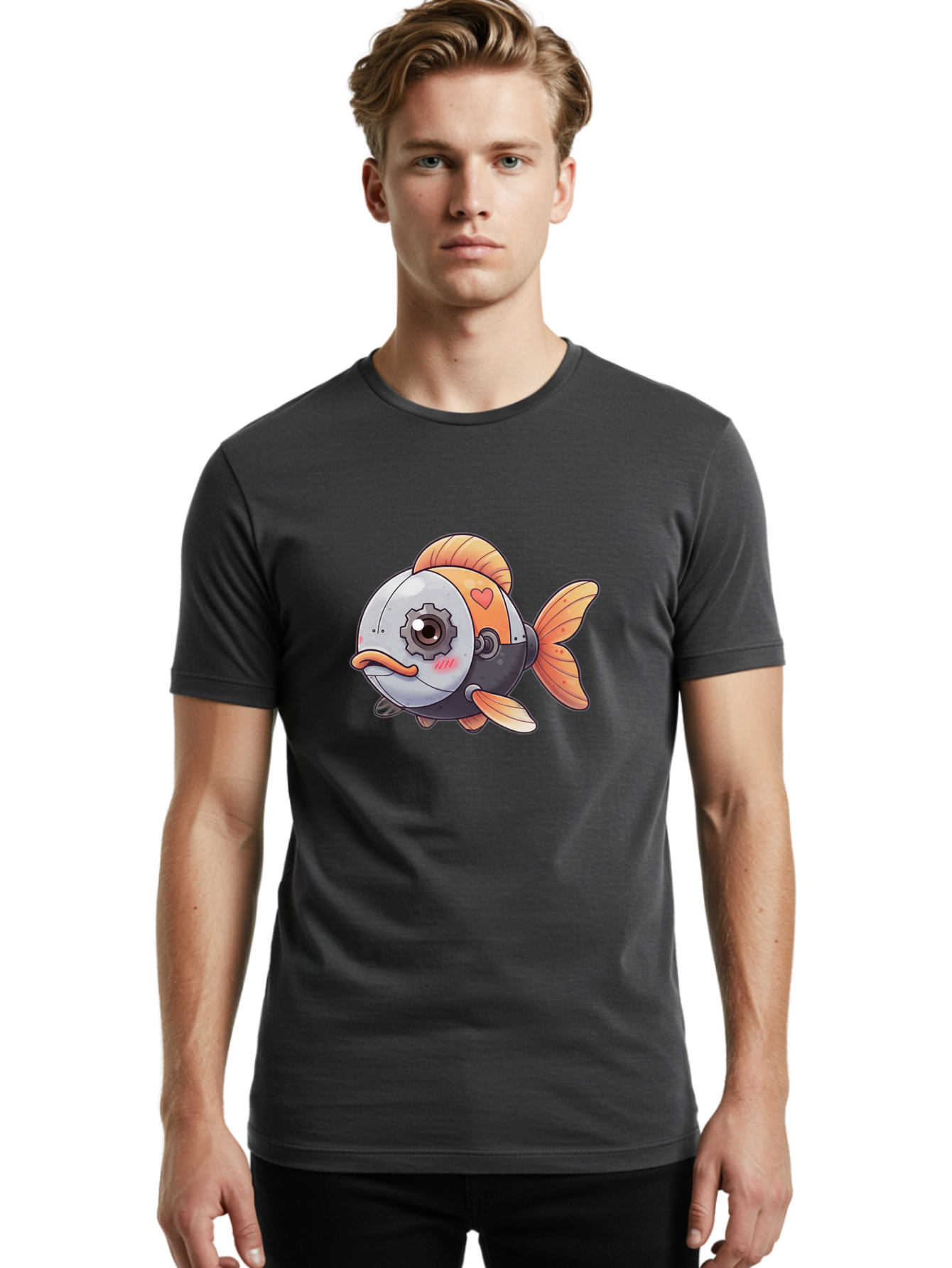Robot-Fish-4 Men'S Graphic Tee, 100% Cotton, Comfortable Casual Summer Wear, Machine Washable, Vintage Camera, Old Camera, Antique Camera, Black Camera, Classic Photography, Photography Equipment, Nostalgic Device, Film Camera, Camera Art Bal247