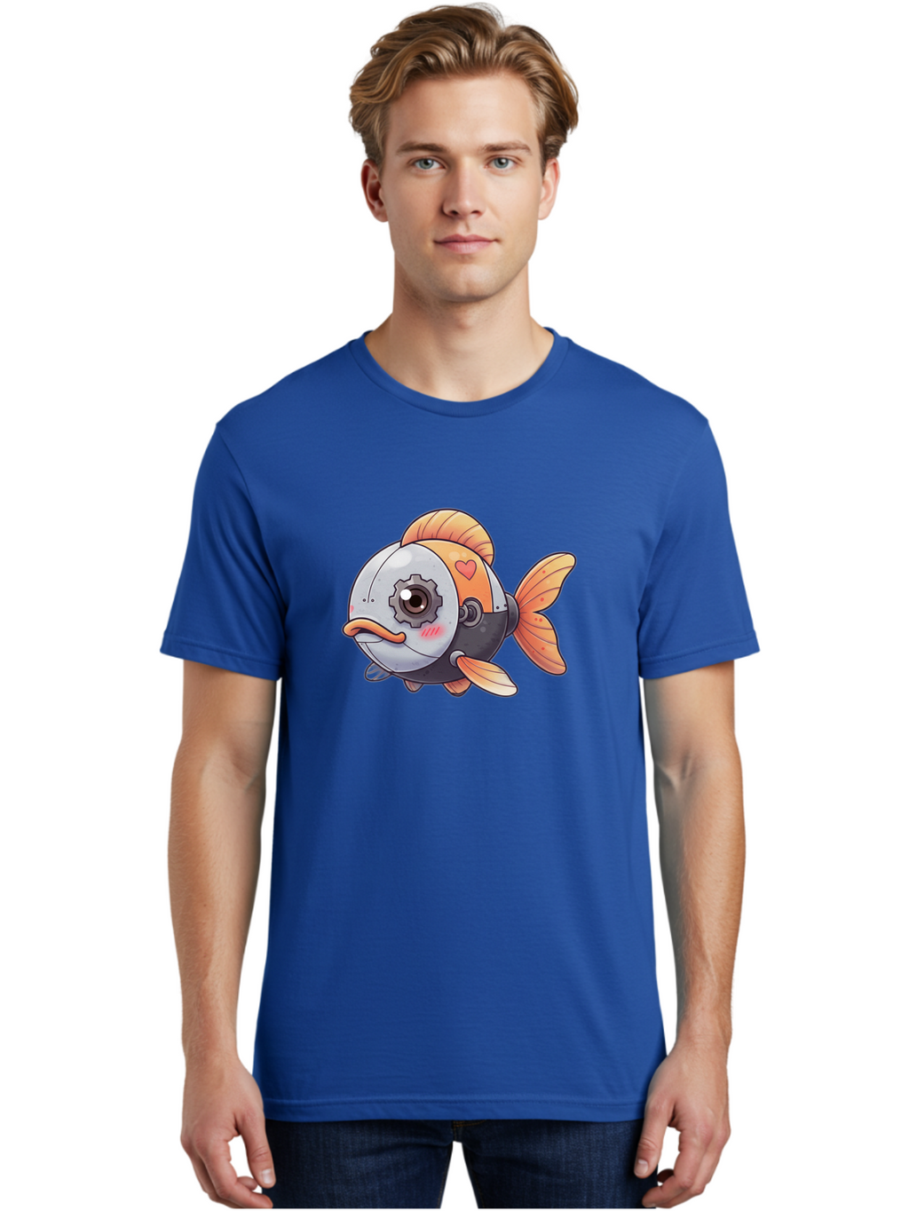 Robot-Fish-4 Men'S Graphic Tee, 100% Cotton, Comfortable Casual Summer Wear, Machine Washable, Vintage Camera, Old Camera, Antique Camera, Black Camera, Classic Photography, Photography Equipment, Nostalgic Device, Film Camera, Camera Art Bal247