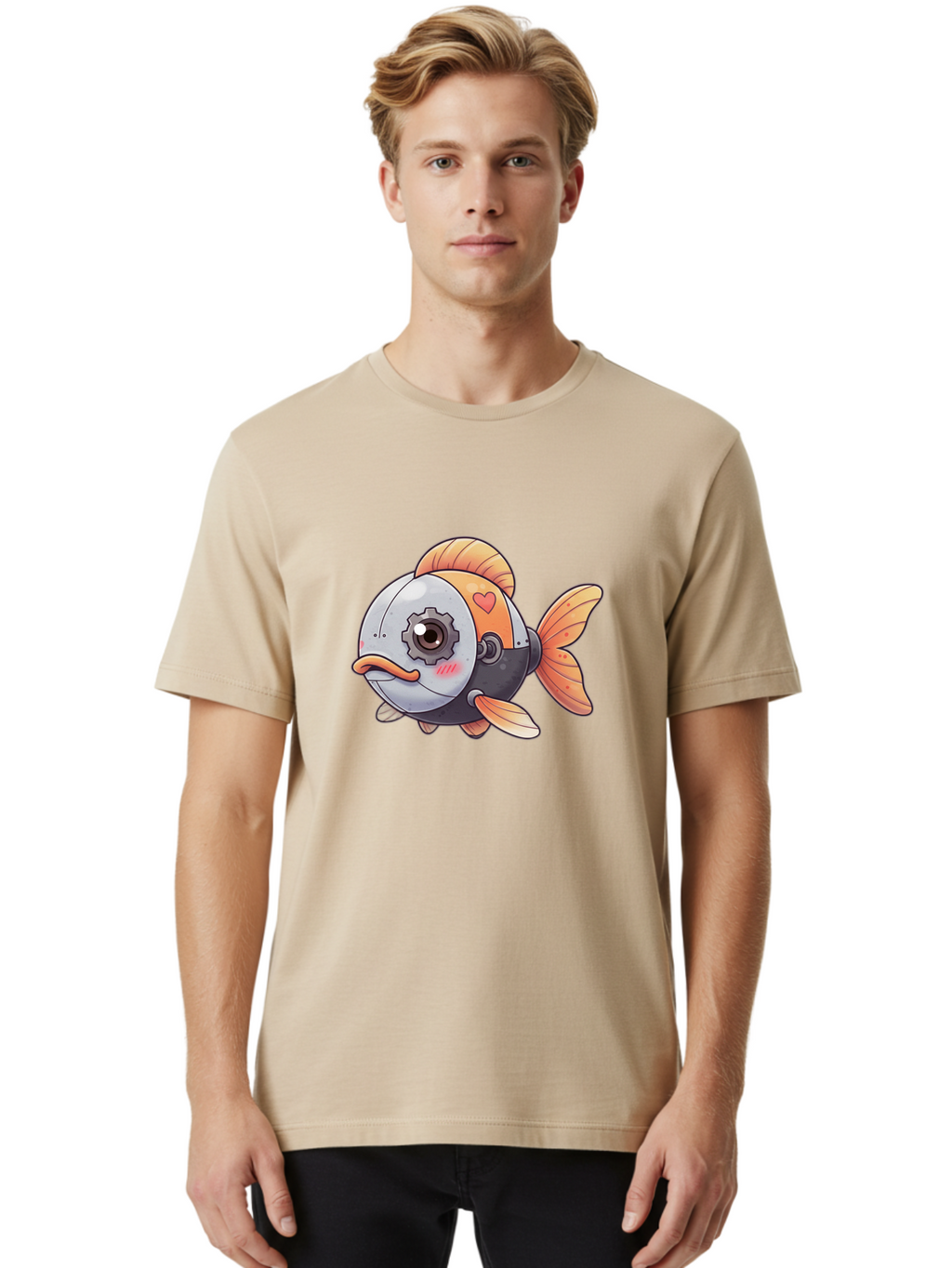 Robot-Fish-4 Men'S Graphic Tee, 100% Cotton, Comfortable Casual Summer Wear, Machine Washable, Vintage Camera, Old Camera, Antique Camera, Black Camera, Classic Photography, Photography Equipment, Nostalgic Device, Film Camera, Camera Art Bal247