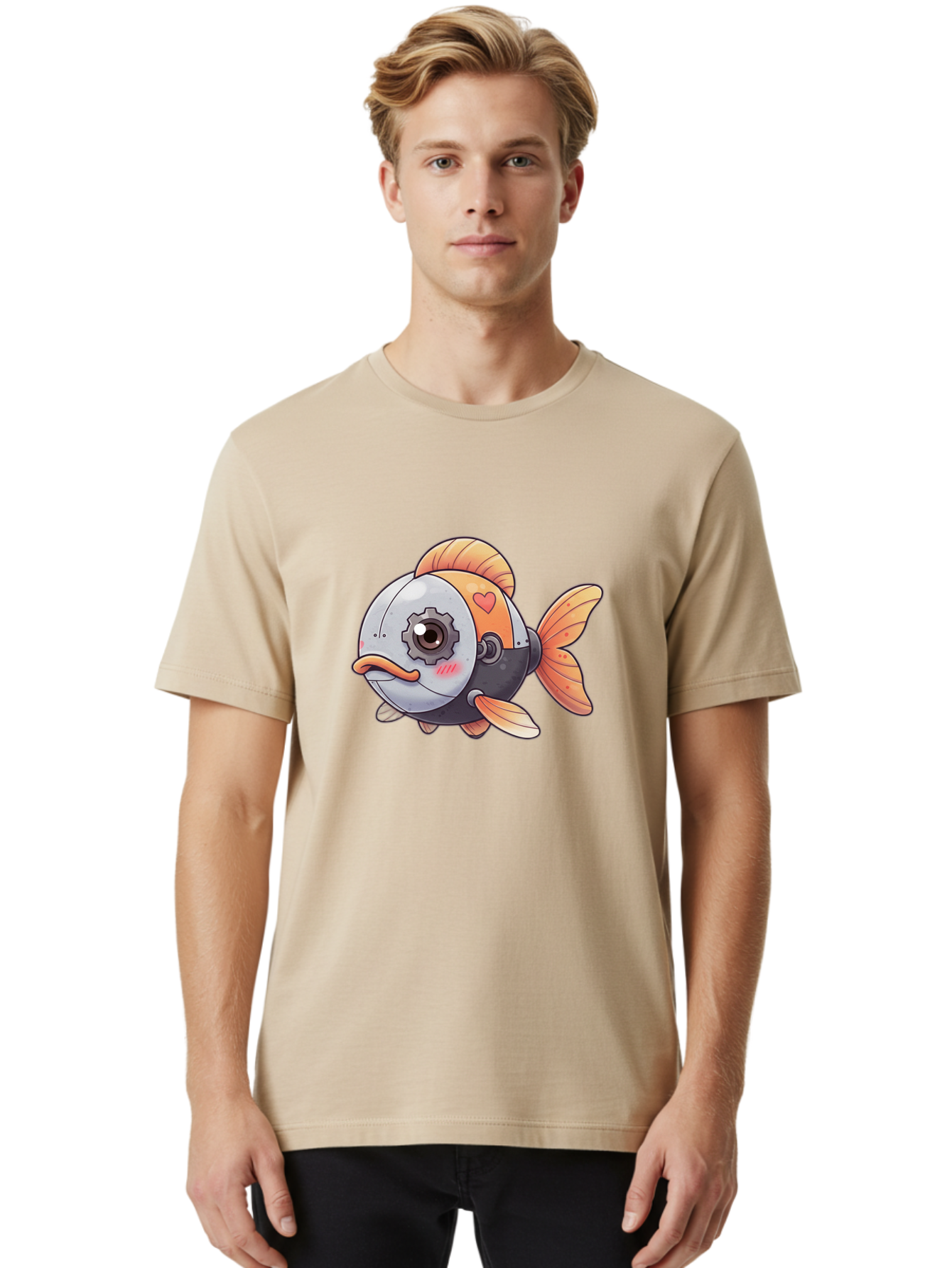 Robot-Fish-4 Men'S Graphic Tee, 100% Cotton, Comfortable Casual Summer Wear, Machine Washable, Vintage Camera, Old Camera, Antique Camera, Black Camera, Classic Photography, Photography Equipment, Nostalgic Device, Film Camera, Camera Art Bal247
