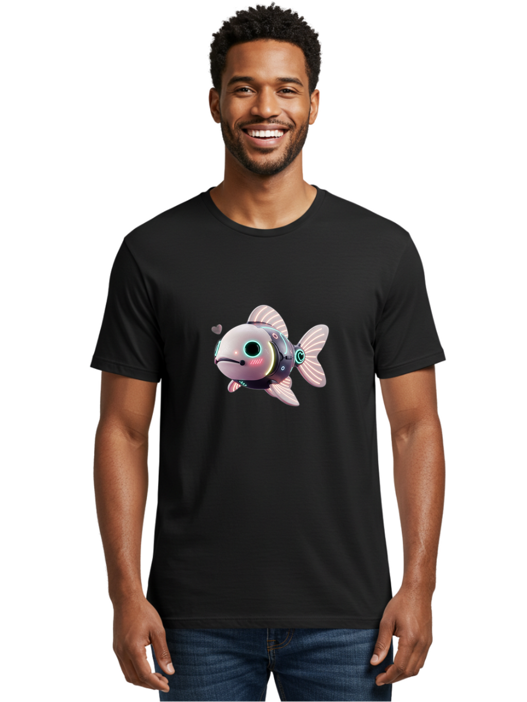 Robot-Fish-5 Men'S Graphic Tee, 100% Cotton, Comfortable Casual Summer Wear, Machine Washable, Vintage Camera, Old Camera, Antique Camera, Black Camera, Classic Photography, Photography Equipment, Nostalgic Device, Film Camera, Camera Art Bal248