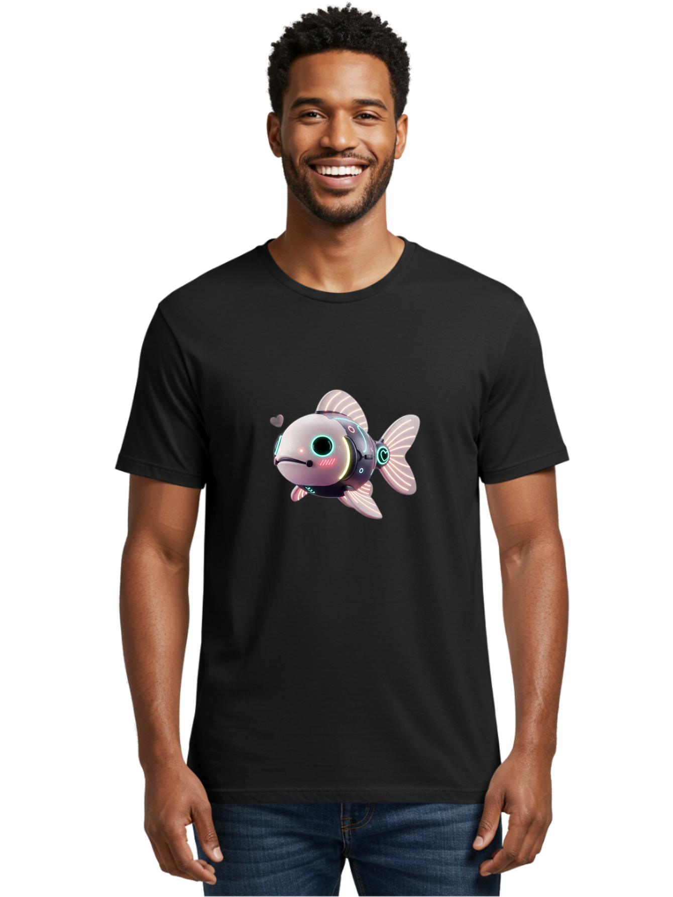 Robot-Fish-5 Men'S Graphic Tee, 100% Cotton, Comfortable Casual Summer Wear, Machine Washable, Vintage Camera, Old Camera, Antique Camera, Black Camera, Classic Photography, Photography Equipment, Nostalgic Device, Film Camera, Camera Art Bal248
