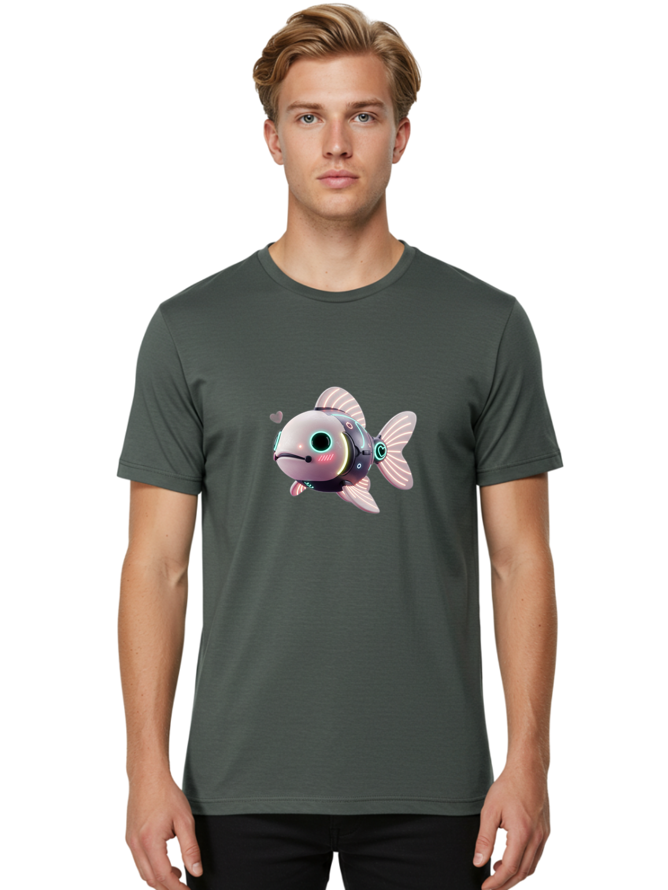 Robot-Fish-5 Men'S Graphic Tee, 100% Cotton, Comfortable Casual Summer Wear, Machine Washable, Vintage Camera, Old Camera, Antique Camera, Black Camera, Classic Photography, Photography Equipment, Nostalgic Device, Film Camera, Camera Art Bal248