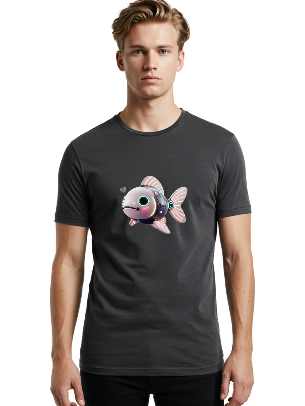 Robot-Fish-5 Men'S Graphic Tee, 100% Cotton, Comfortable Casual Summer Wear, Machine Washable, Vintage Camera, Old Camera, Antique Camera, Black Camera, Classic Photography, Photography Equipment, Nostalgic Device, Film Camera, Camera Art Bal248