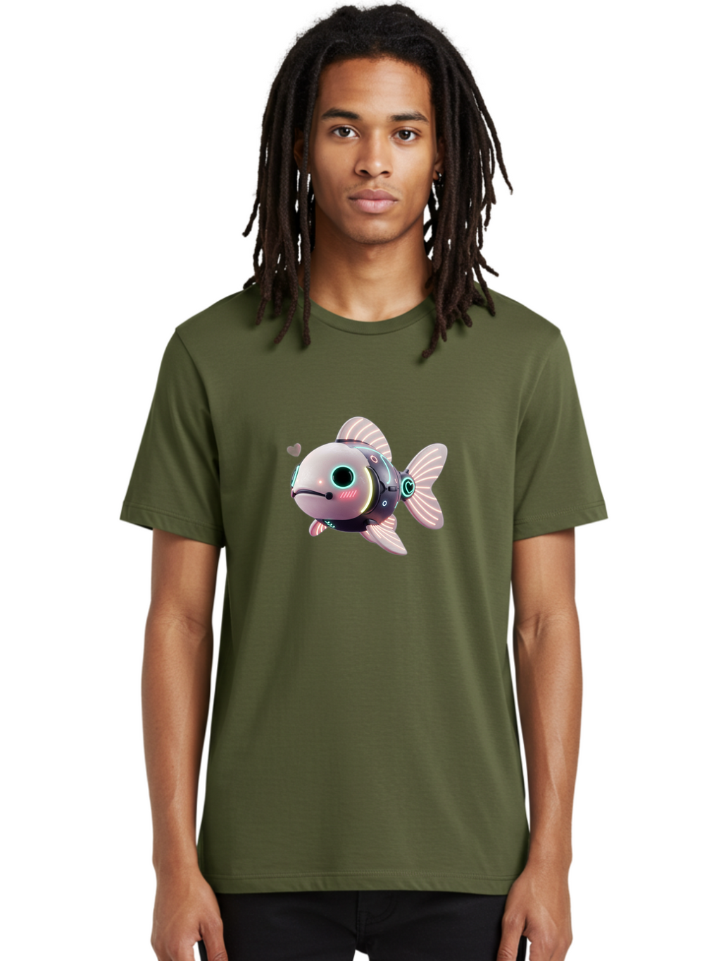 Robot-Fish-5 Men'S Graphic Tee, 100% Cotton, Comfortable Casual Summer Wear, Machine Washable, Vintage Camera, Old Camera, Antique Camera, Black Camera, Classic Photography, Photography Equipment, Nostalgic Device, Film Camera, Camera Art Bal248