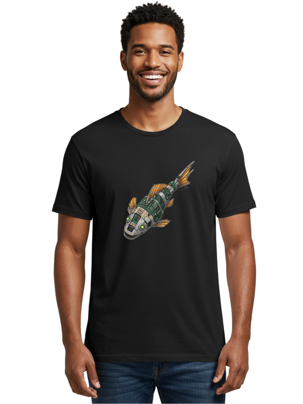 Robot-Fish-6 Men'S Graphic Tee, 100% Cotton, Comfortable Casual Summer Wear, Machine Washable, Vintage Camera, Old Camera, Antique Camera, Black Camera, Classic Photography, Photography Equipment, Nostalgic Device, Film Camera, Camera Art Bal249