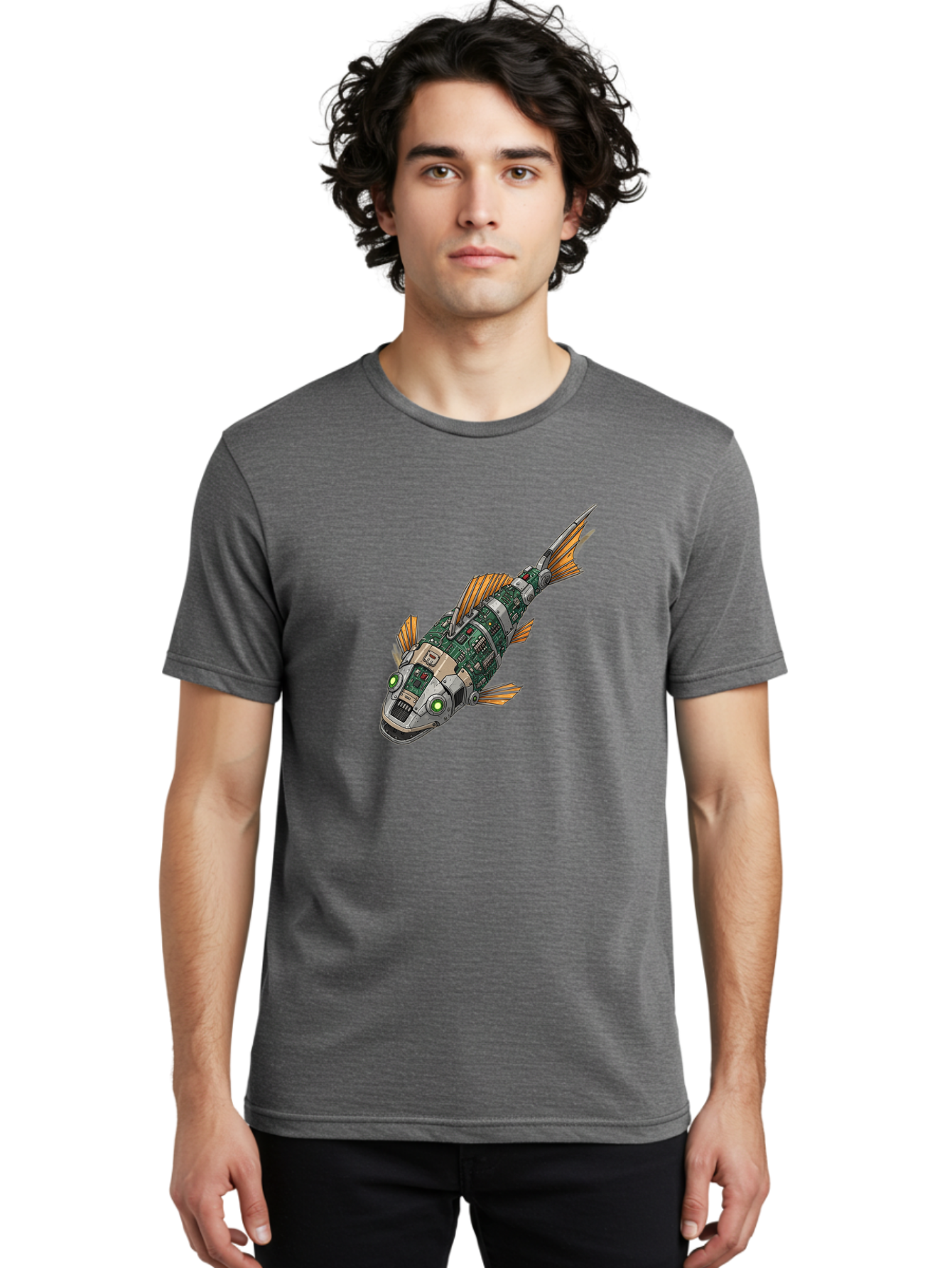 Robot-Fish-6 Men'S Graphic Tee, 100% Cotton, Comfortable Casual Summer Wear, Machine Washable, Vintage Camera, Old Camera, Antique Camera, Black Camera, Classic Photography, Photography Equipment, Nostalgic Device, Film Camera, Camera Art Bal249