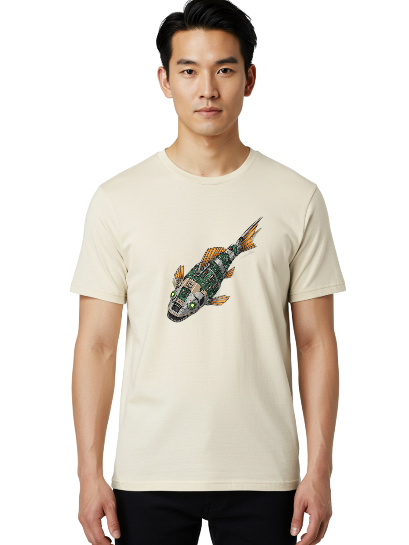 Robot-Fish-6 Men'S Graphic Tee, 100% Cotton, Comfortable Casual Summer Wear, Machine Washable, Vintage Camera, Old Camera, Antique Camera, Black Camera, Classic Photography, Photography Equipment, Nostalgic Device, Film Camera, Camera Art Bal249