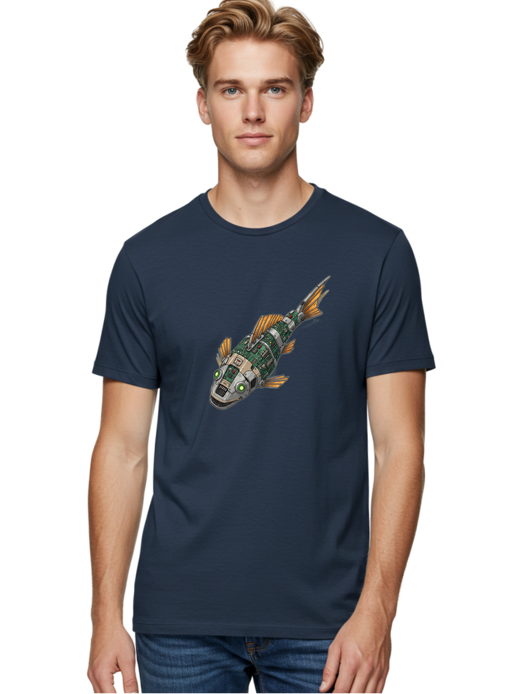 Robot-Fish-6 Men'S Graphic Tee, 100% Cotton, Comfortable Casual Summer Wear, Machine Washable, Vintage Camera, Old Camera, Antique Camera, Black Camera, Classic Photography, Photography Equipment, Nostalgic Device, Film Camera, Camera Art Bal249