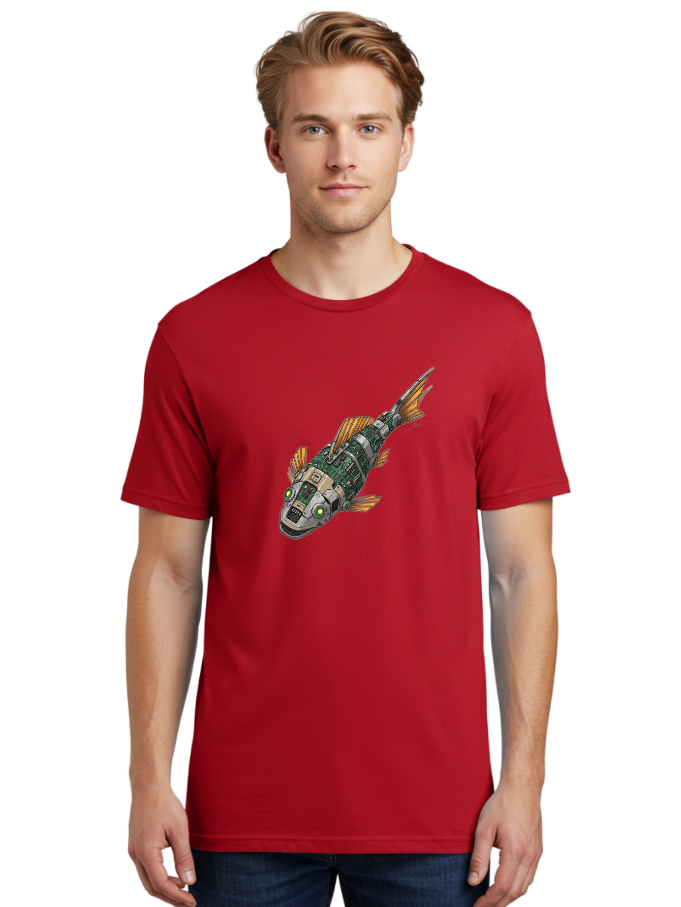 Robot-Fish-6 Men'S Graphic Tee, 100% Cotton, Comfortable Casual Summer Wear, Machine Washable, Vintage Camera, Old Camera, Antique Camera, Black Camera, Classic Photography, Photography Equipment, Nostalgic Device, Film Camera, Camera Art Bal249