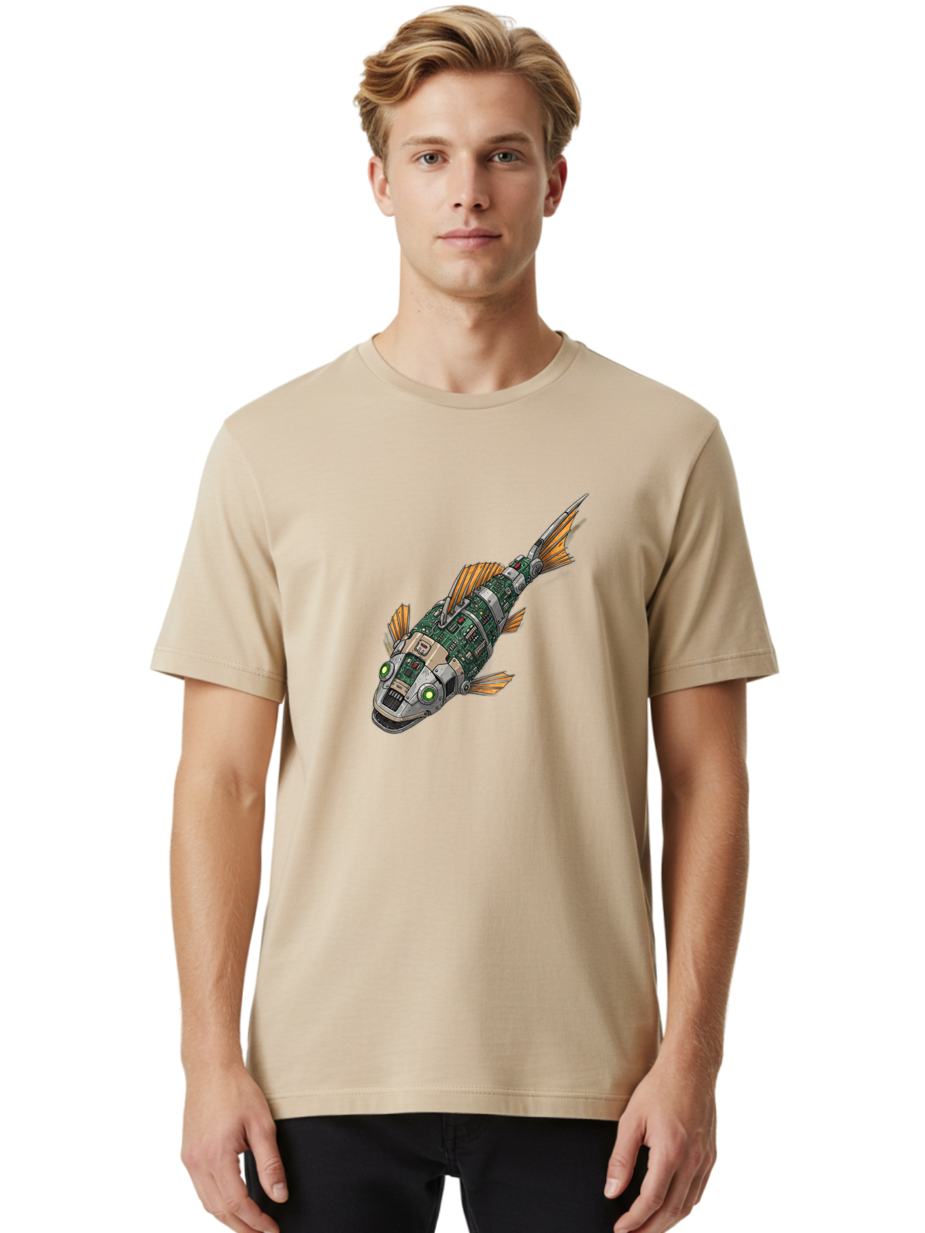 Robot-Fish-6 Men'S Graphic Tee, 100% Cotton, Comfortable Casual Summer Wear, Machine Washable, Vintage Camera, Old Camera, Antique Camera, Black Camera, Classic Photography, Photography Equipment, Nostalgic Device, Film Camera, Camera Art Bal249
