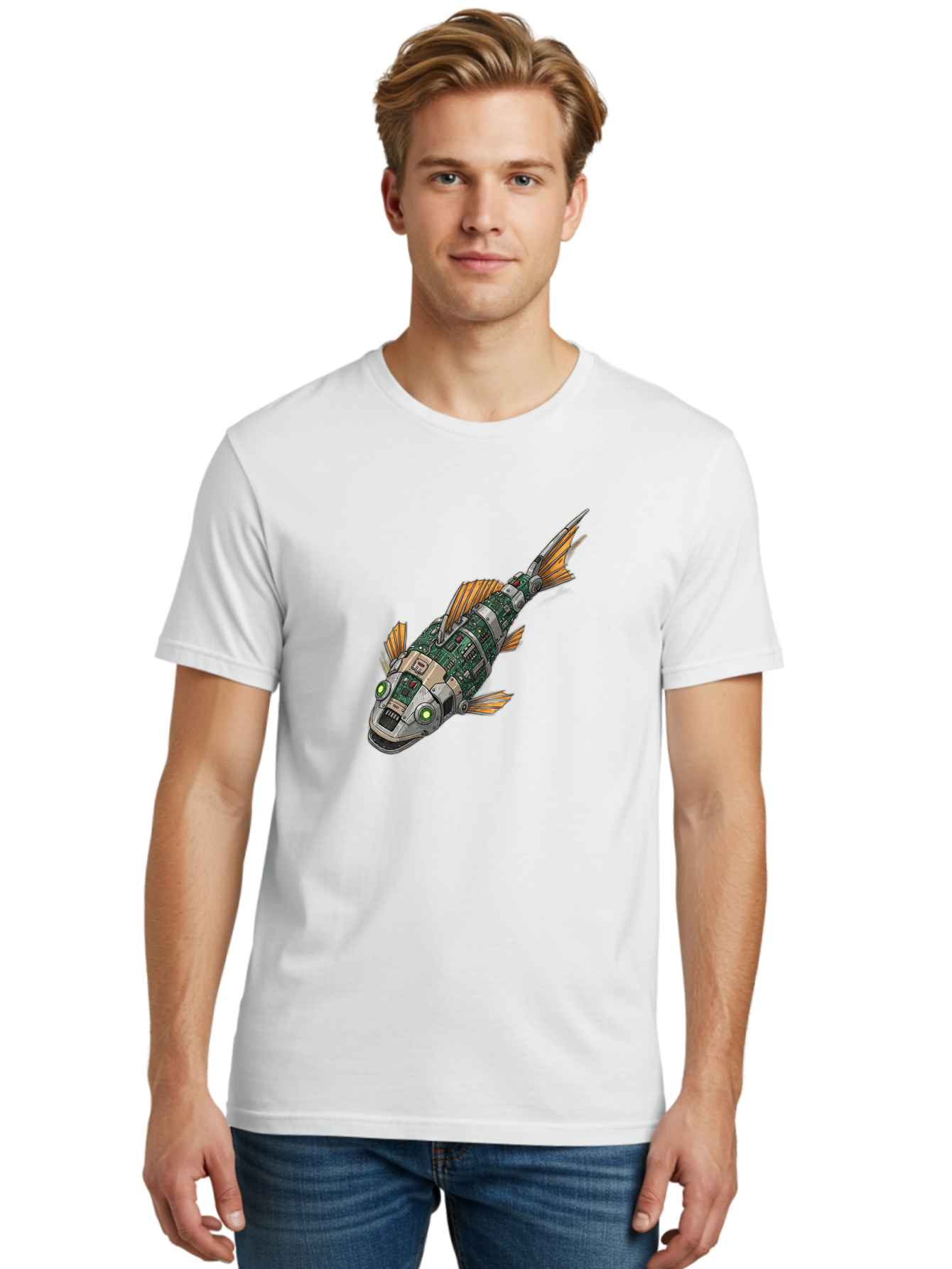 Robot-Fish-6 Men'S Graphic Tee, 100% Cotton, Comfortable Casual Summer Wear, Machine Washable, Vintage Camera, Old Camera, Antique Camera, Black Camera, Classic Photography, Photography Equipment, Nostalgic Device, Film Camera, Camera Art Bal249