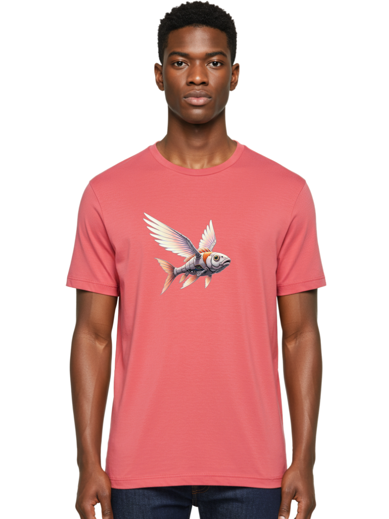 Robot-Fish-Flying Men'S Graphic Tee, 100% Cotton, Comfortable Casual Summer Wear, Machine Washable, Vintage Camera, Old Camera, Antique Camera, Black Camera, Classic Photography, Photography Equipment, Nostalgic Device, Film Camera, Camera Art Bal250