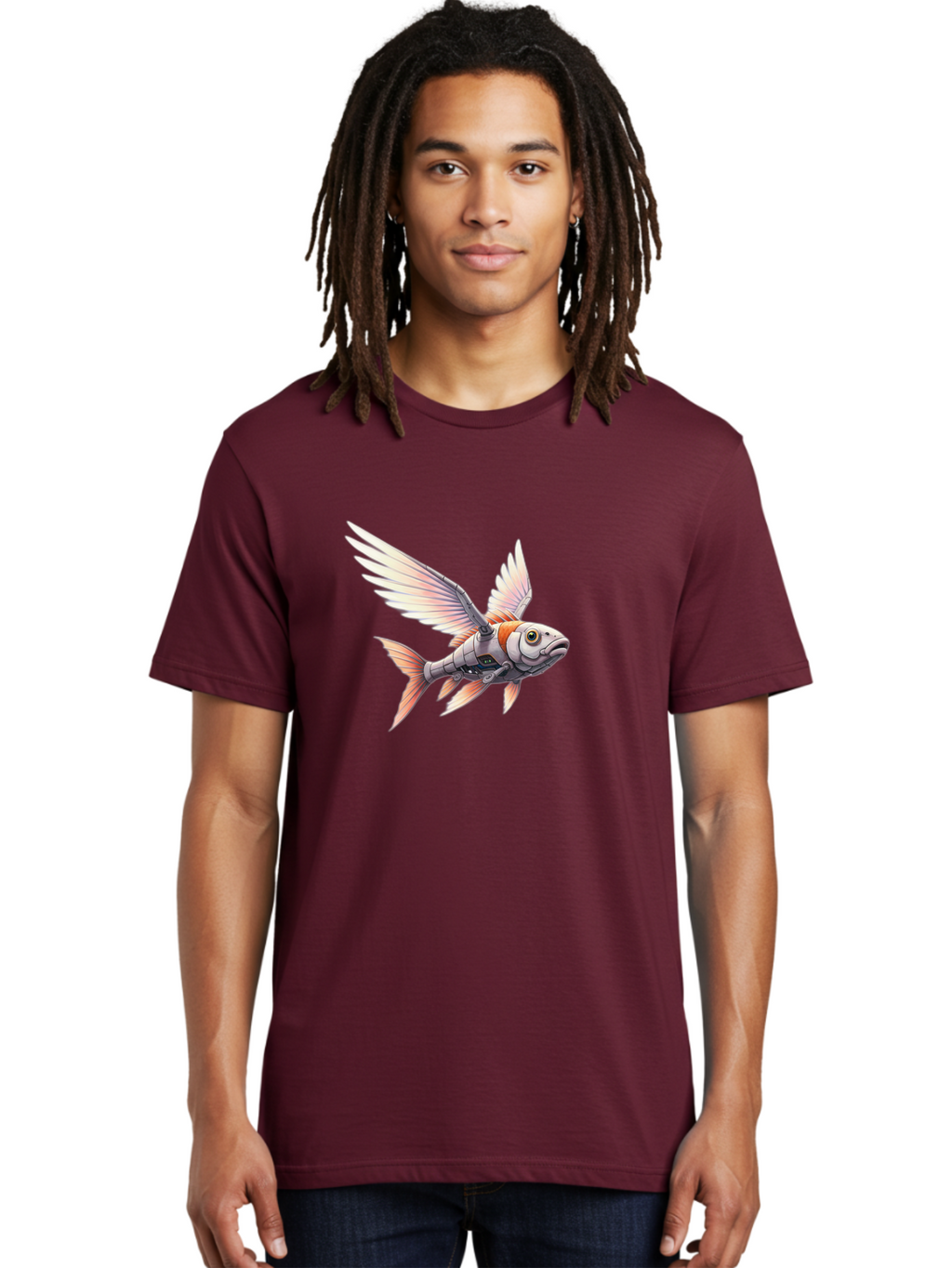 Robot-Fish-Flying Men'S Graphic Tee, 100% Cotton, Comfortable Casual Summer Wear, Machine Washable, Vintage Camera, Old Camera, Antique Camera, Black Camera, Classic Photography, Photography Equipment, Nostalgic Device, Film Camera, Camera Art Bal250