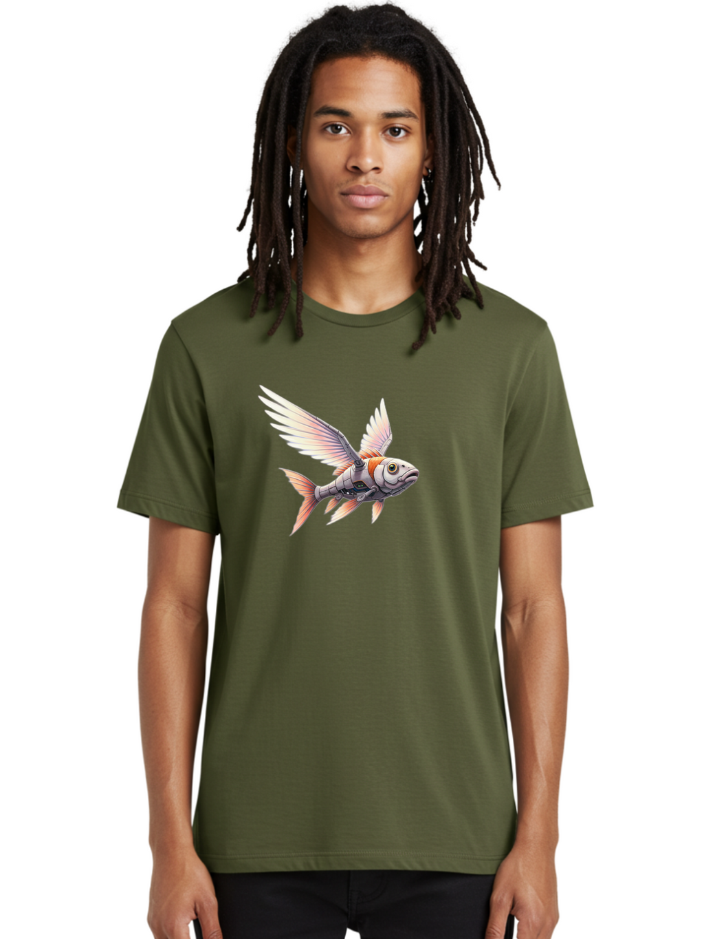 Robot-Fish-Flying Men'S Graphic Tee, 100% Cotton, Comfortable Casual Summer Wear, Machine Washable, Vintage Camera, Old Camera, Antique Camera, Black Camera, Classic Photography, Photography Equipment, Nostalgic Device, Film Camera, Camera Art Bal250