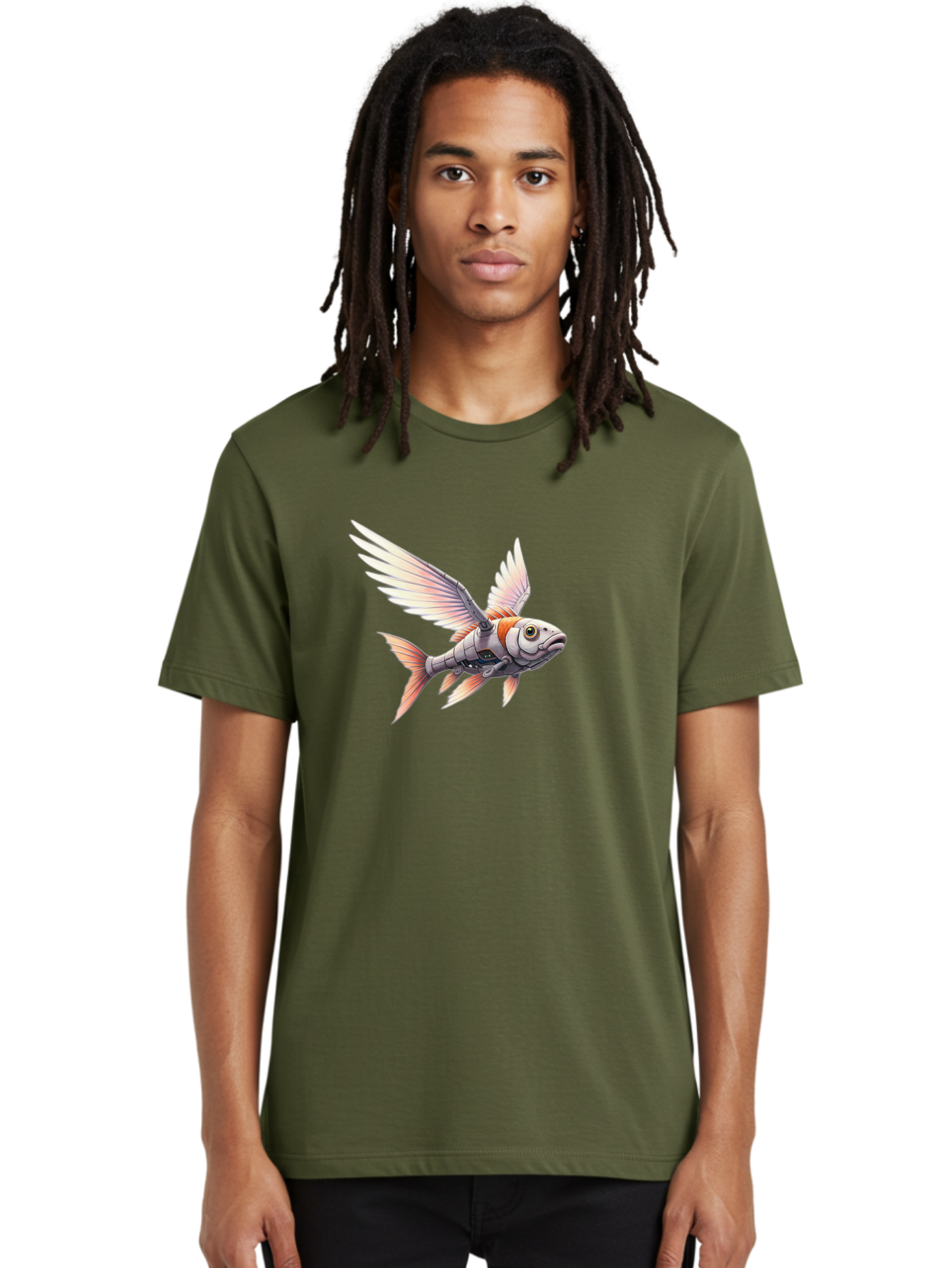 Robot-Fish-Flying Men'S Graphic Tee, 100% Cotton, Comfortable Casual Summer Wear, Machine Washable, Vintage Camera, Old Camera, Antique Camera, Black Camera, Classic Photography, Photography Equipment, Nostalgic Device, Film Camera, Camera Art Bal250