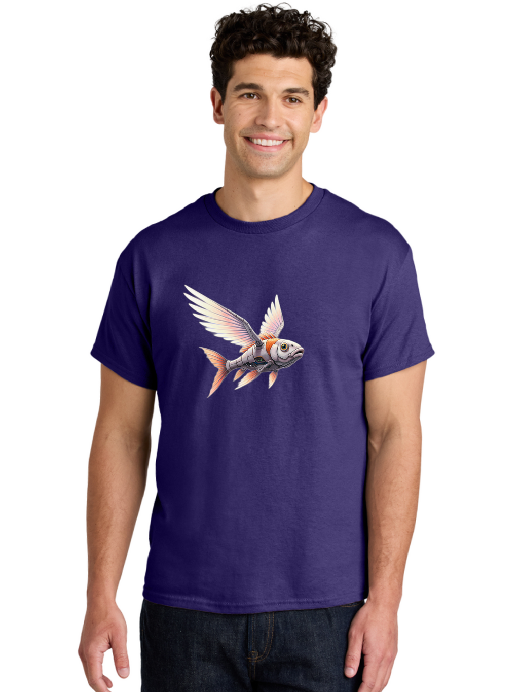 Robot-Fish-Flying Men'S Graphic Tee, 100% Cotton, Comfortable Casual Summer Wear, Machine Washable, Vintage Camera, Old Camera, Antique Camera, Black Camera, Classic Photography, Photography Equipment, Nostalgic Device, Film Camera, Camera Art Bal250