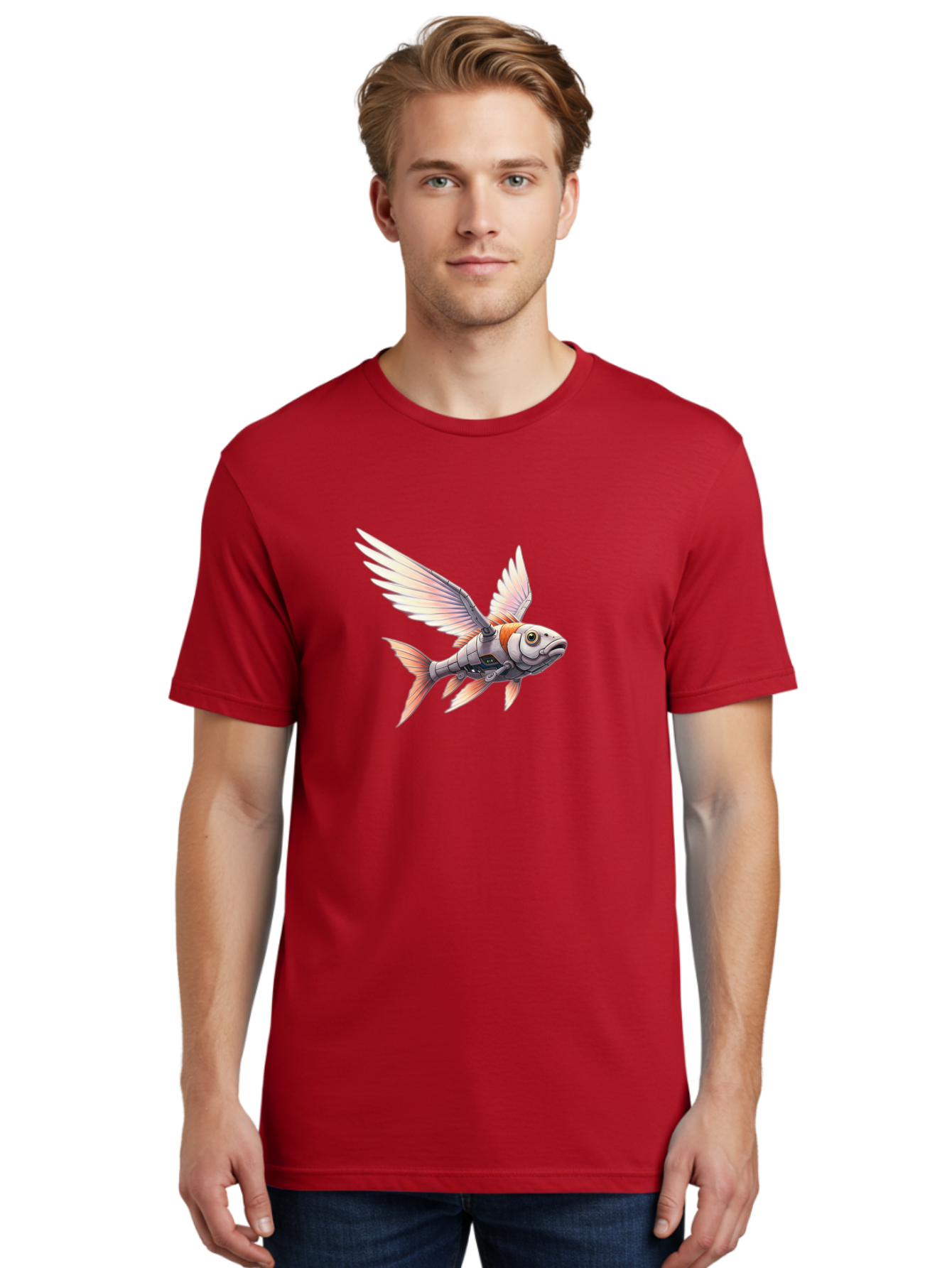 Robot-Fish-Flying Men'S Graphic Tee, 100% Cotton, Comfortable Casual Summer Wear, Machine Washable, Vintage Camera, Old Camera, Antique Camera, Black Camera, Classic Photography, Photography Equipment, Nostalgic Device, Film Camera, Camera Art Bal250