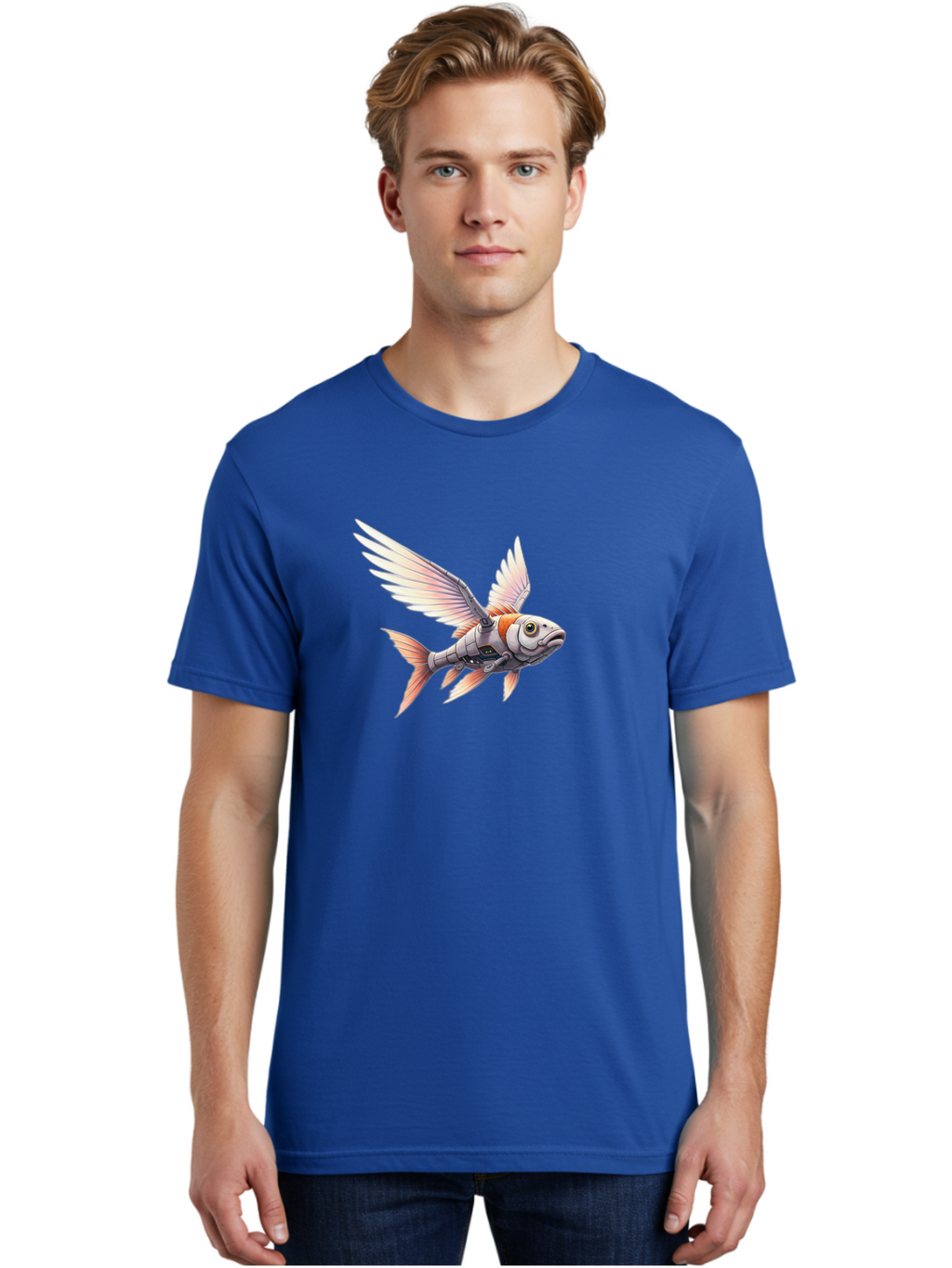 Robot-Fish-Flying Men'S Graphic Tee, 100% Cotton, Comfortable Casual Summer Wear, Machine Washable, Vintage Camera, Old Camera, Antique Camera, Black Camera, Classic Photography, Photography Equipment, Nostalgic Device, Film Camera, Camera Art Bal250
