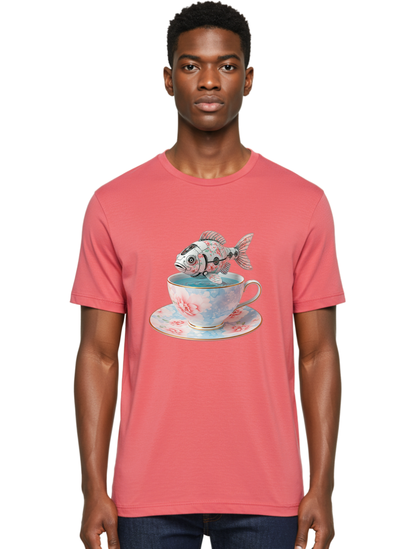 Robot-Fish-In-Teacup Men'S Graphic Tee, 100% Cotton, Comfortable Casual Summer Wear, Machine Washable, Vintage Camera, Old Camera, Antique Camera, Black Camera, Classic Photography, Photography Equipment, Nostalgic Device, Film Camera, Bal252