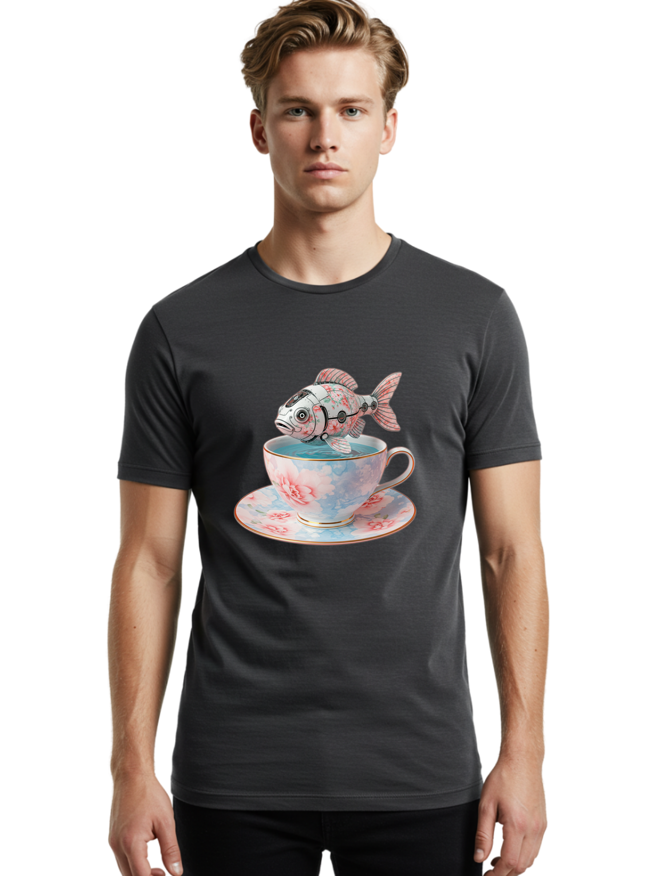 Robot-Fish-In-Teacup Men'S Graphic Tee, 100% Cotton, Comfortable Casual Summer Wear, Machine Washable, Vintage Camera, Old Camera, Antique Camera, Black Camera, Classic Photography, Photography Equipment, Nostalgic Device, Film Camera, Bal252