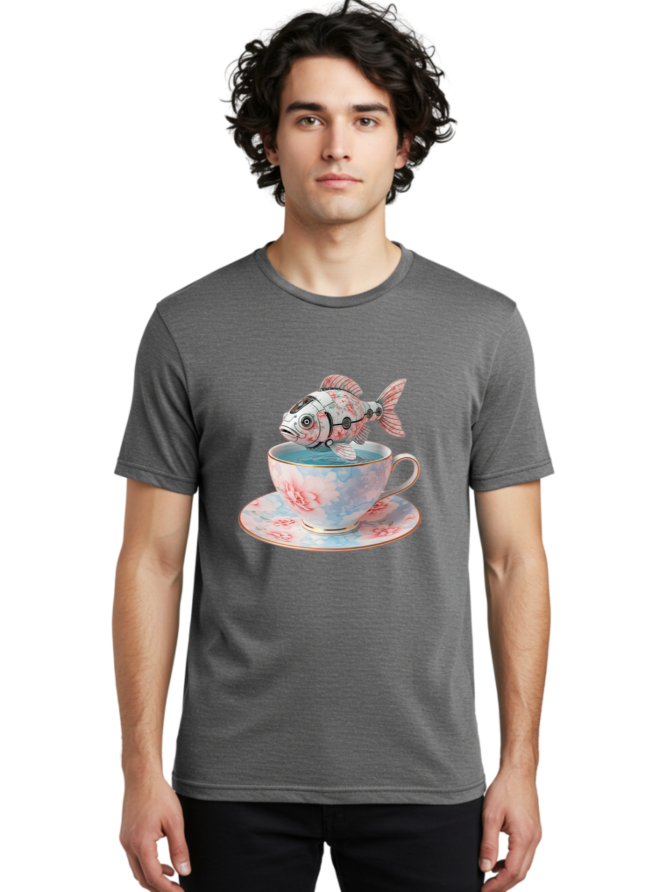 Robot-Fish-In-Teacup Men'S Graphic Tee, 100% Cotton, Comfortable Casual Summer Wear, Machine Washable, Vintage Camera, Old Camera, Antique Camera, Black Camera, Classic Photography, Photography Equipment, Nostalgic Device, Film Camera, Bal252