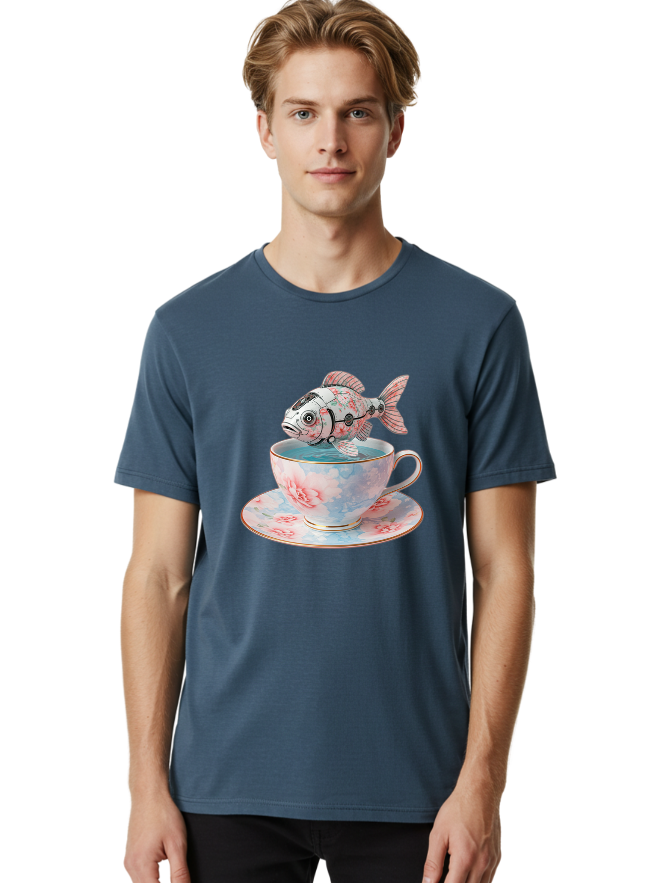 Robot-Fish-In-Teacup Men'S Graphic Tee, 100% Cotton, Comfortable Casual Summer Wear, Machine Washable, Vintage Camera, Old Camera, Antique Camera, Black Camera, Classic Photography, Photography Equipment, Nostalgic Device, Film Camera, Bal252