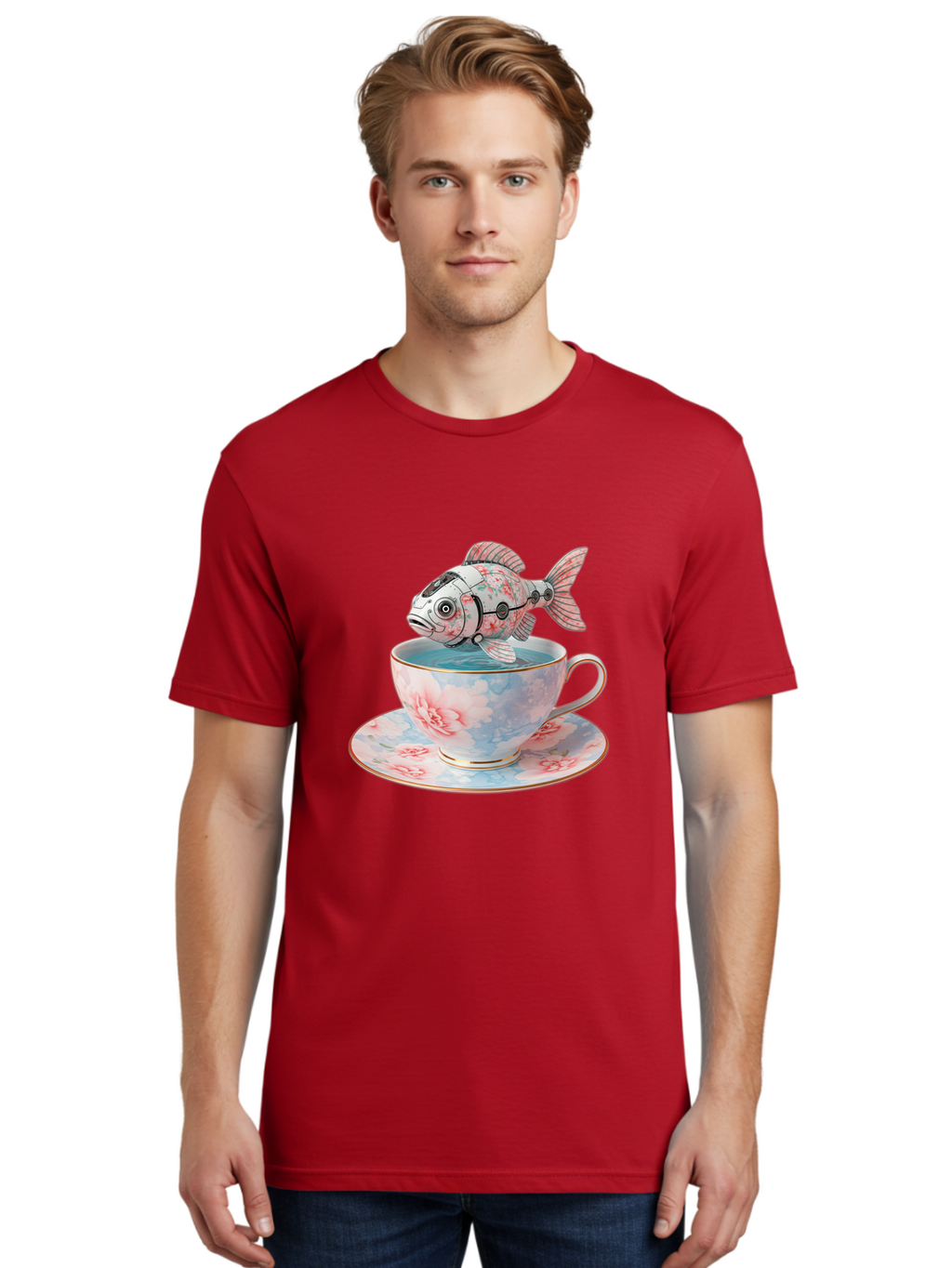 Robot-Fish-In-Teacup Men'S Graphic Tee, 100% Cotton, Comfortable Casual Summer Wear, Machine Washable, Vintage Camera, Old Camera, Antique Camera, Black Camera, Classic Photography, Photography Equipment, Nostalgic Device, Film Camera, Bal252