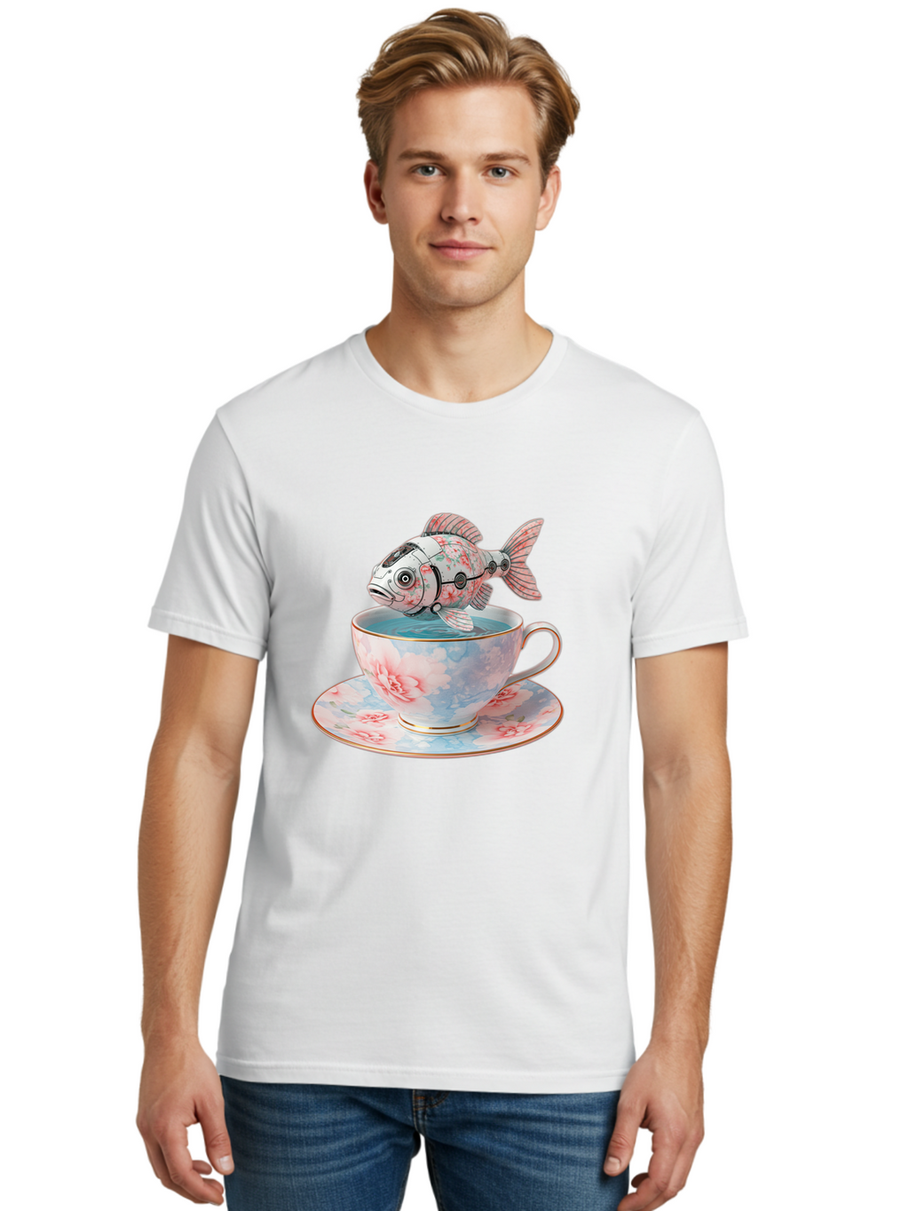 Robot-Fish-In-Teacup Men'S Graphic Tee, 100% Cotton, Comfortable Casual Summer Wear, Machine Washable, Vintage Camera, Old Camera, Antique Camera, Black Camera, Classic Photography, Photography Equipment, Nostalgic Device, Film Camera, Bal252