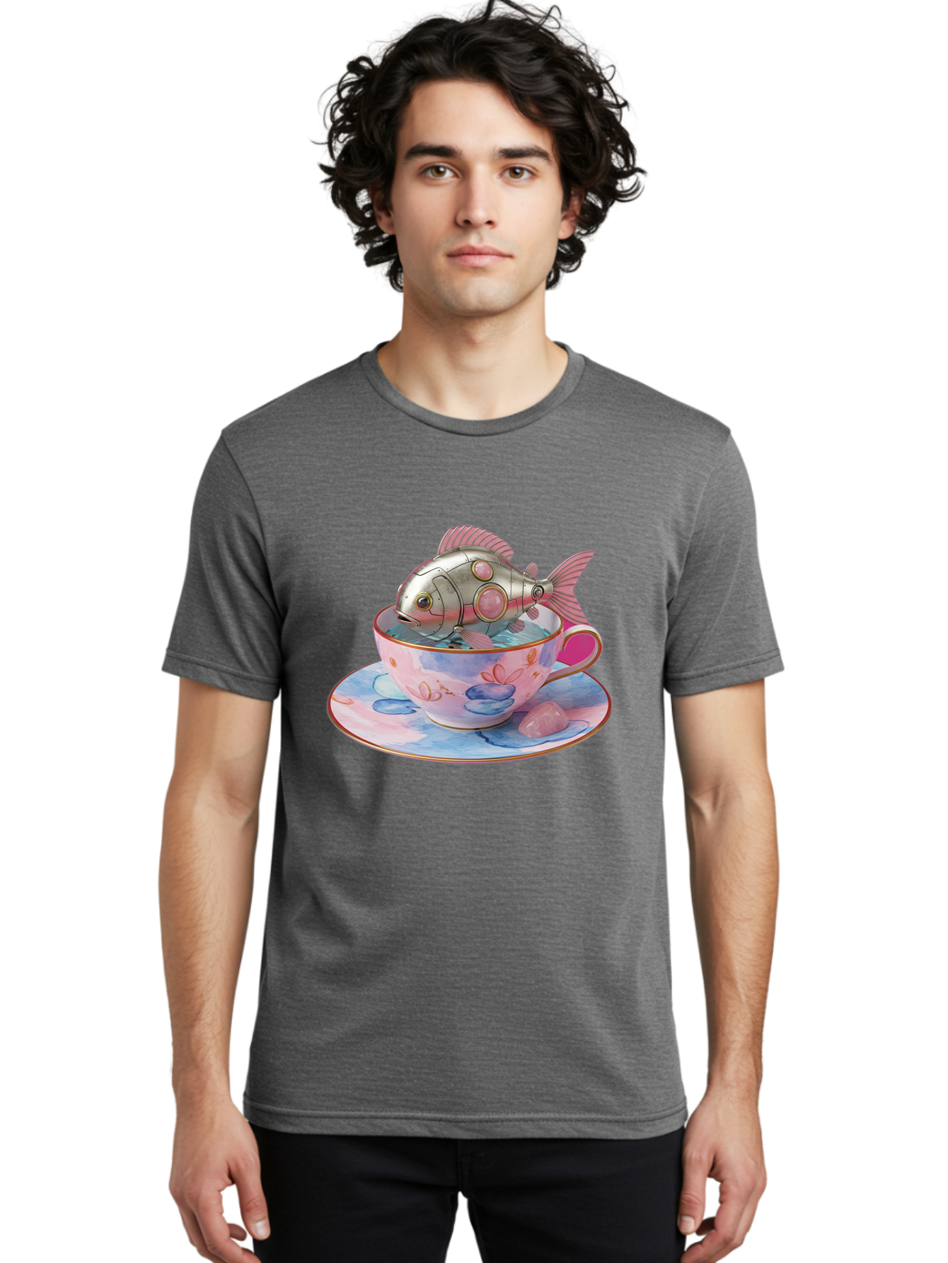 Robot-Fish-Tea-Cup Men'S Graphic Tee, 100% Cotton, Comfortable Casual Summer Wear, Machine Washable, Vintage Camera, Old Camera, Antique Camera, Black Camera, Classic Photography, Photography Equipment, Nostalgic Device, Film Camera, Bal253
