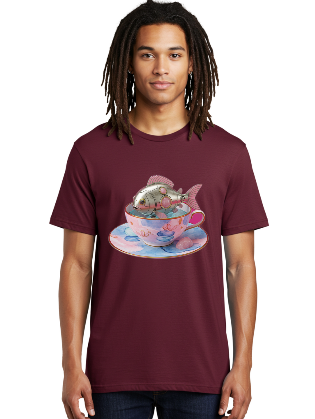 Robot-Fish-Tea-Cup Men'S Graphic Tee, 100% Cotton, Comfortable Casual Summer Wear, Machine Washable, Vintage Camera, Old Camera, Antique Camera, Black Camera, Classic Photography, Photography Equipment, Nostalgic Device, Film Camera, Bal253
