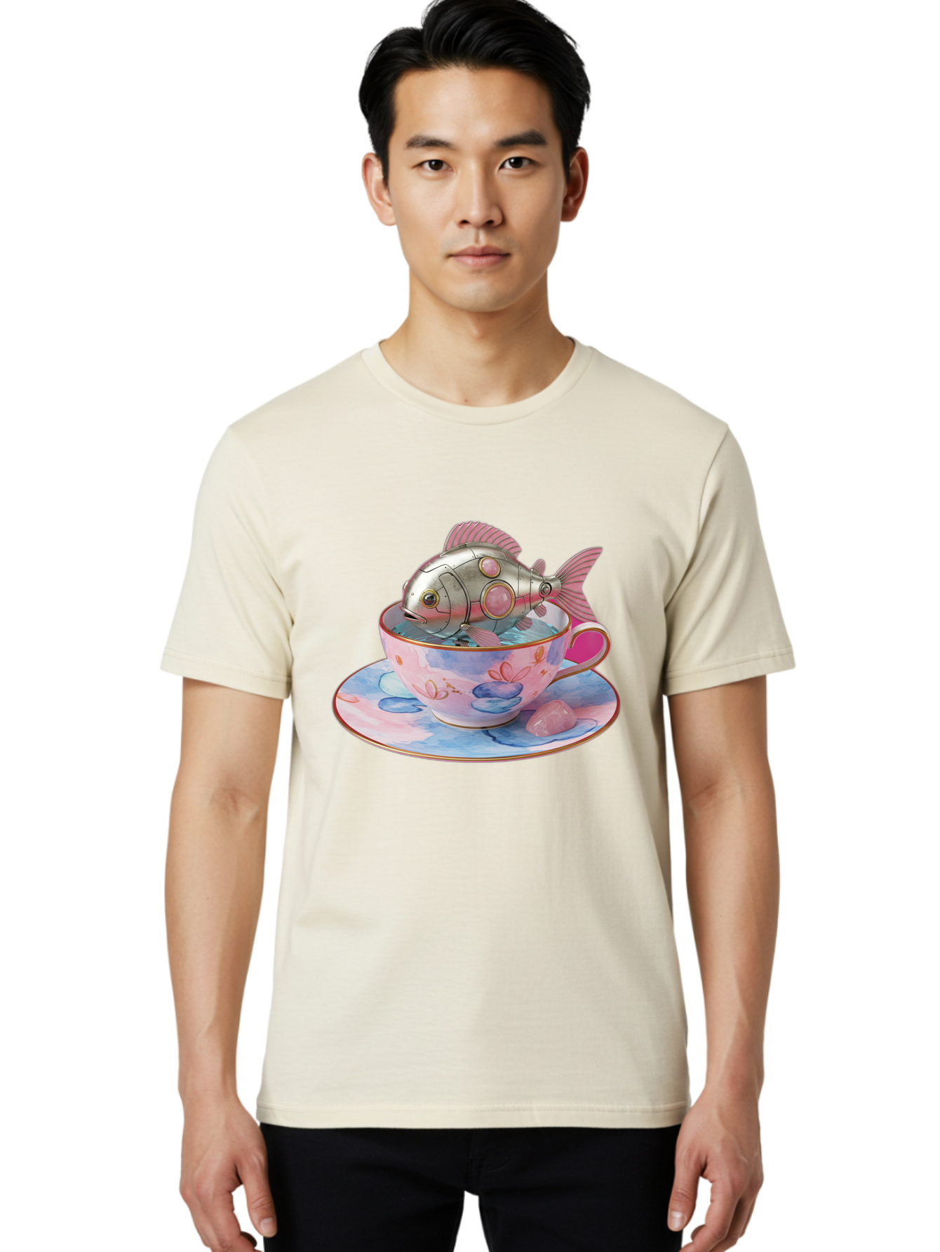 Robot-Fish-Tea-Cup Men'S Graphic Tee, 100% Cotton, Comfortable Casual Summer Wear, Machine Washable, Vintage Camera, Old Camera, Antique Camera, Black Camera, Classic Photography, Photography Equipment, Nostalgic Device, Film Camera, Bal253