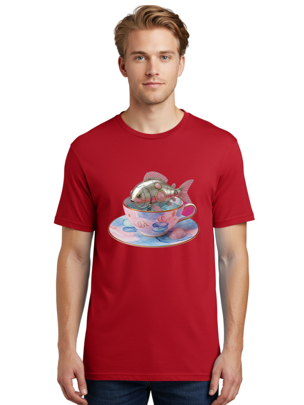 Robot-Fish-Tea-Cup Men'S Graphic Tee, 100% Cotton, Comfortable Casual Summer Wear, Machine Washable, Vintage Camera, Old Camera, Antique Camera, Black Camera, Classic Photography, Photography Equipment, Nostalgic Device, Film Camera, Bal253
