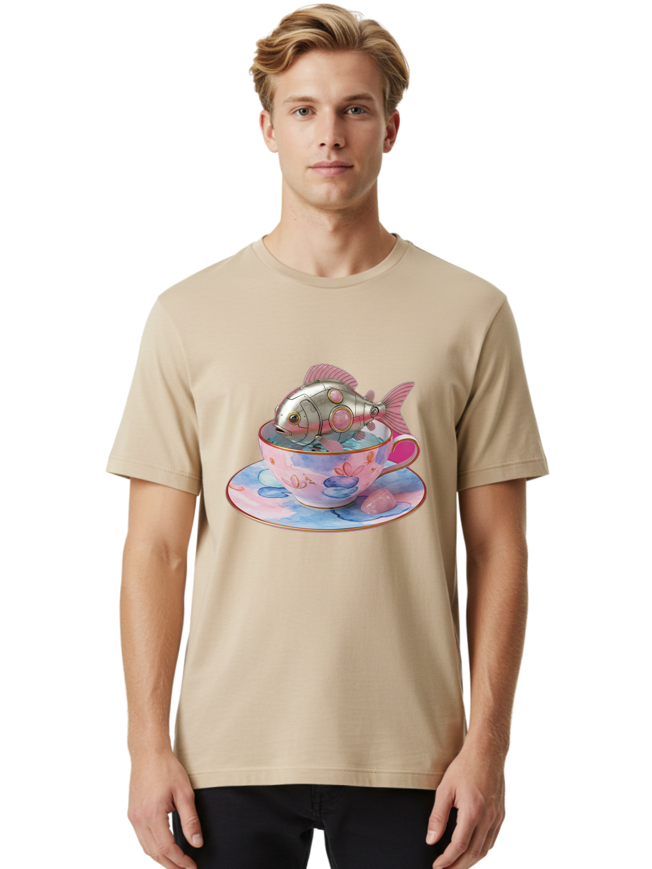 Robot-Fish-Tea-Cup Men'S Graphic Tee, 100% Cotton, Comfortable Casual Summer Wear, Machine Washable, Vintage Camera, Old Camera, Antique Camera, Black Camera, Classic Photography, Photography Equipment, Nostalgic Device, Film Camera, Bal253