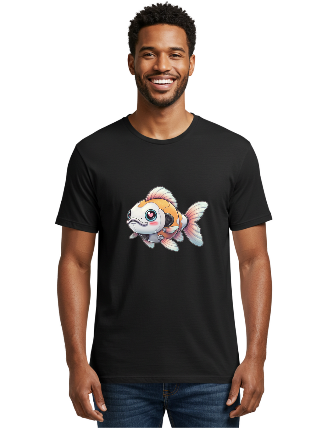 Robot-Goldfish-1 Men'S Graphic Tee, 100% Cotton, Comfortable Casual Summer Wear, Machine Washable, Vintage Camera, Old Camera, Antique Camera, Black Camera, Classic Photography, Photography Equipment, Nostalgic Device, Film Camera, Camera Art Bal255